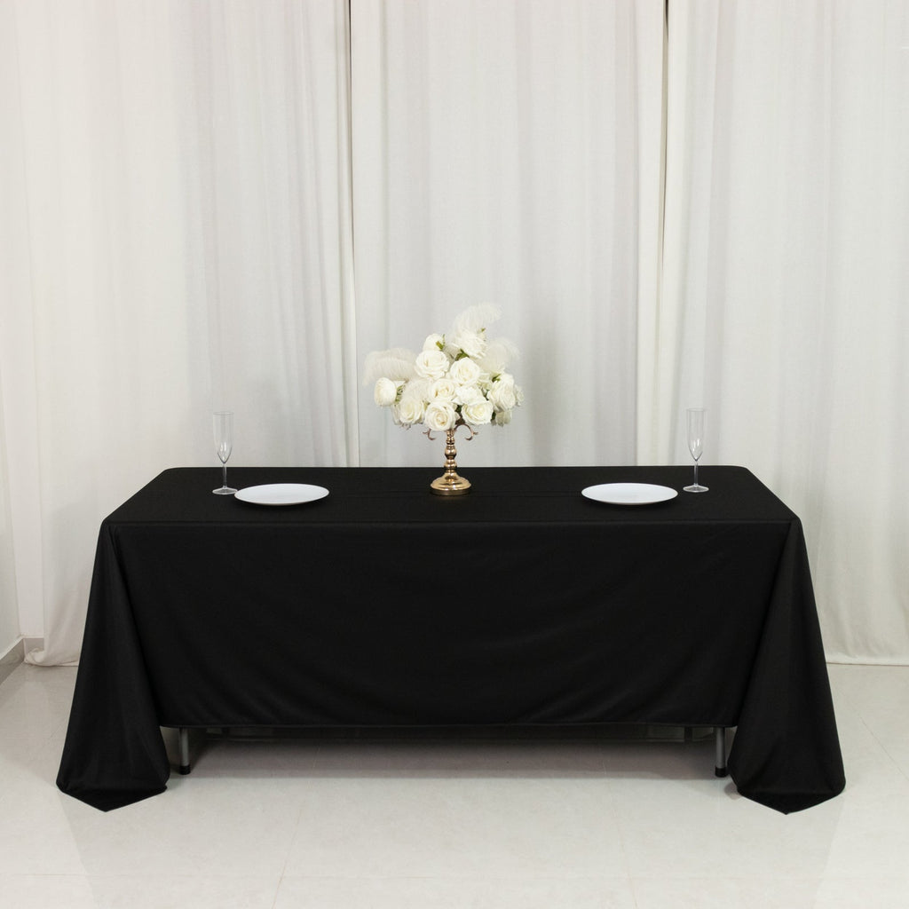 Scuba Rectangular 72"x120" Tablecloth Black - Wrinkle Free & Stain Resistant Table Cover - Bell Racket Store