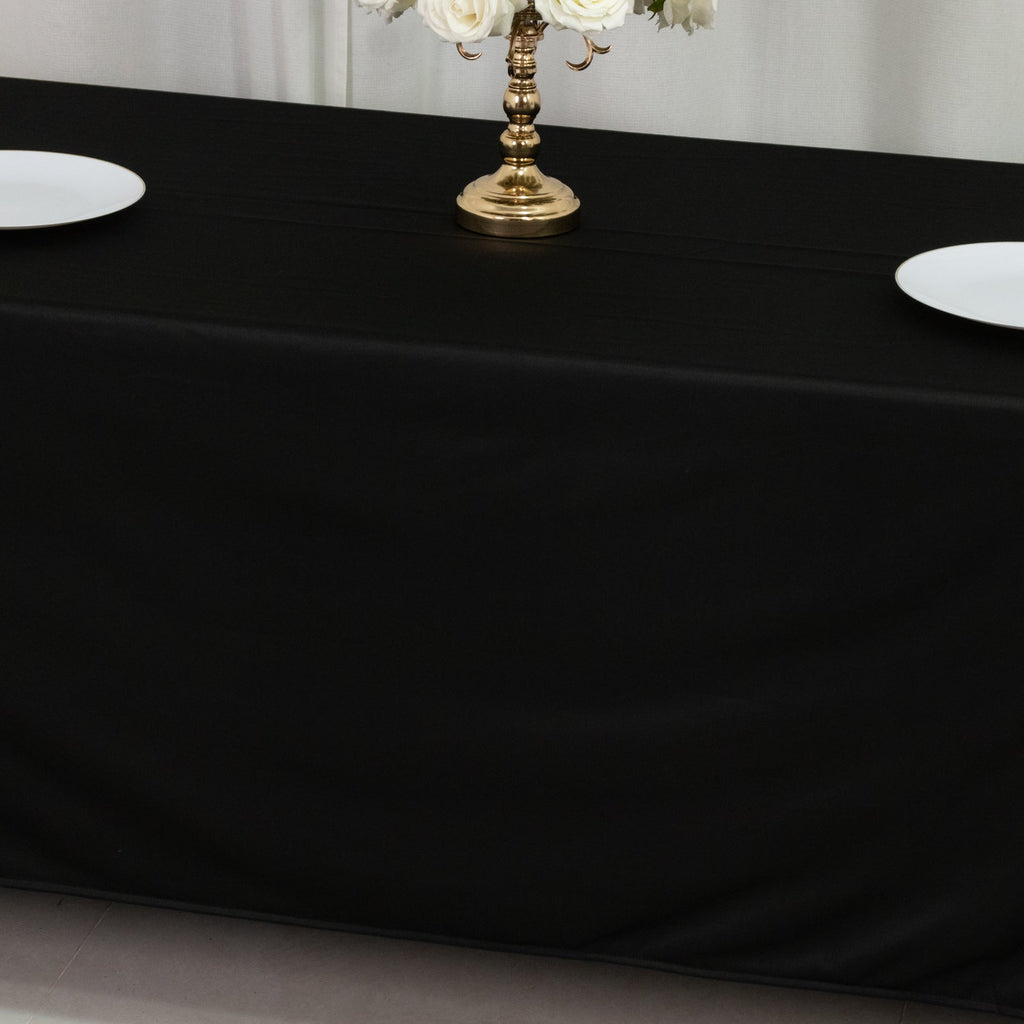 Scuba Rectangular 72"x120" Tablecloth Black - Wrinkle Free & Stain Resistant Table Cover - Bell Racket Store
