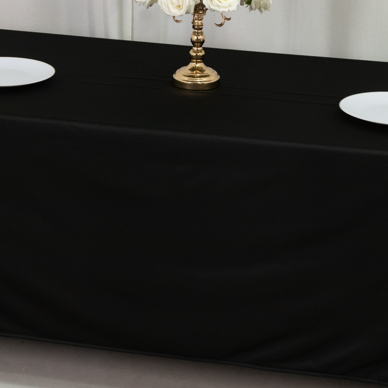 Scuba Rectangular 72"x120" Tablecloth Black - Wrinkle Free & Stain Resistant Table Cover - Bell Racket Store