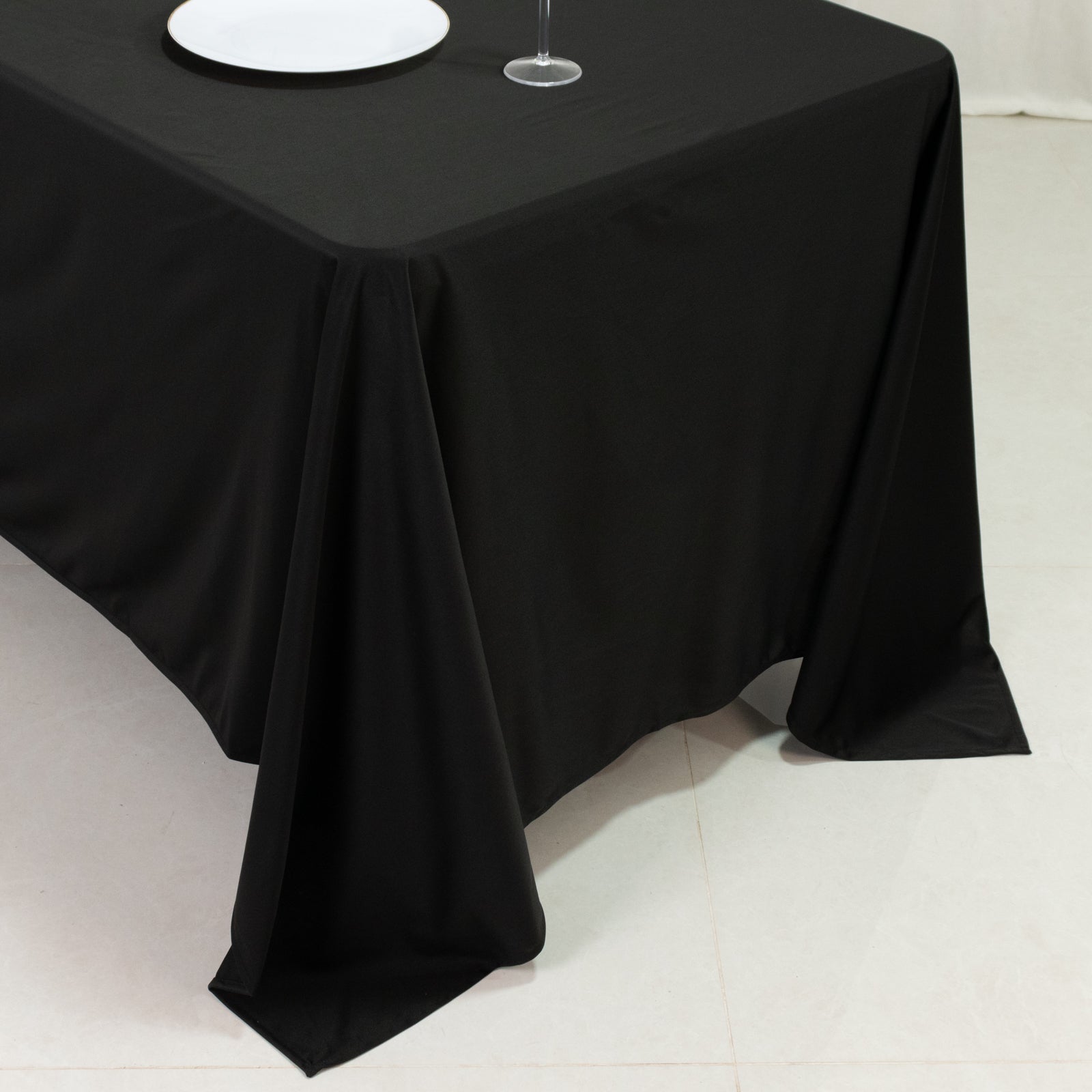 Scuba Rectangular 72"x120" Tablecloth Black - Wrinkle Free & Stain Resistant Table Cover - Bell Racket Store