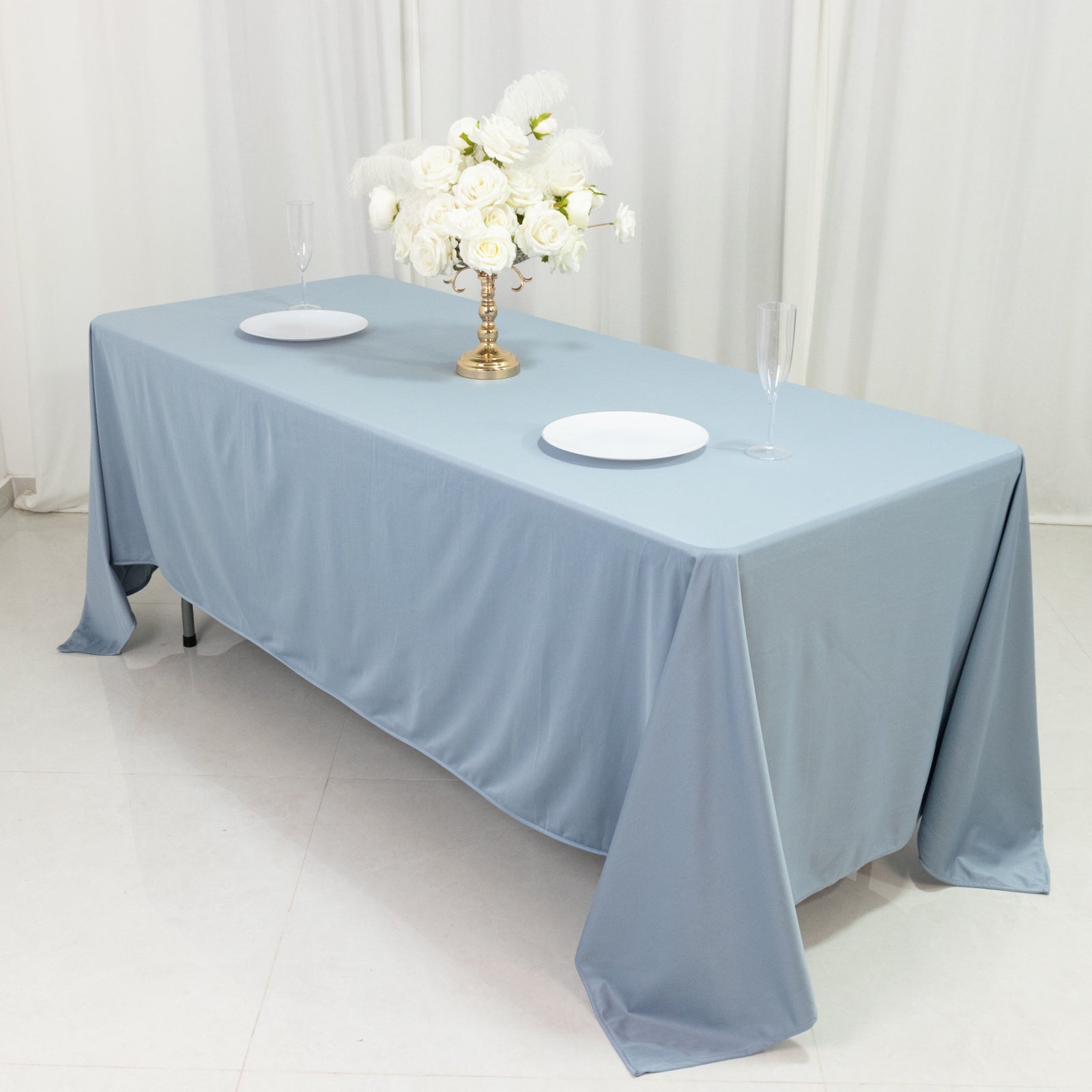 Scuba Rectangular 72"x120" Tablecloth Dusty Blue - Wrinkle Free & Stain Resistant Table Cover - Bell Racket Store