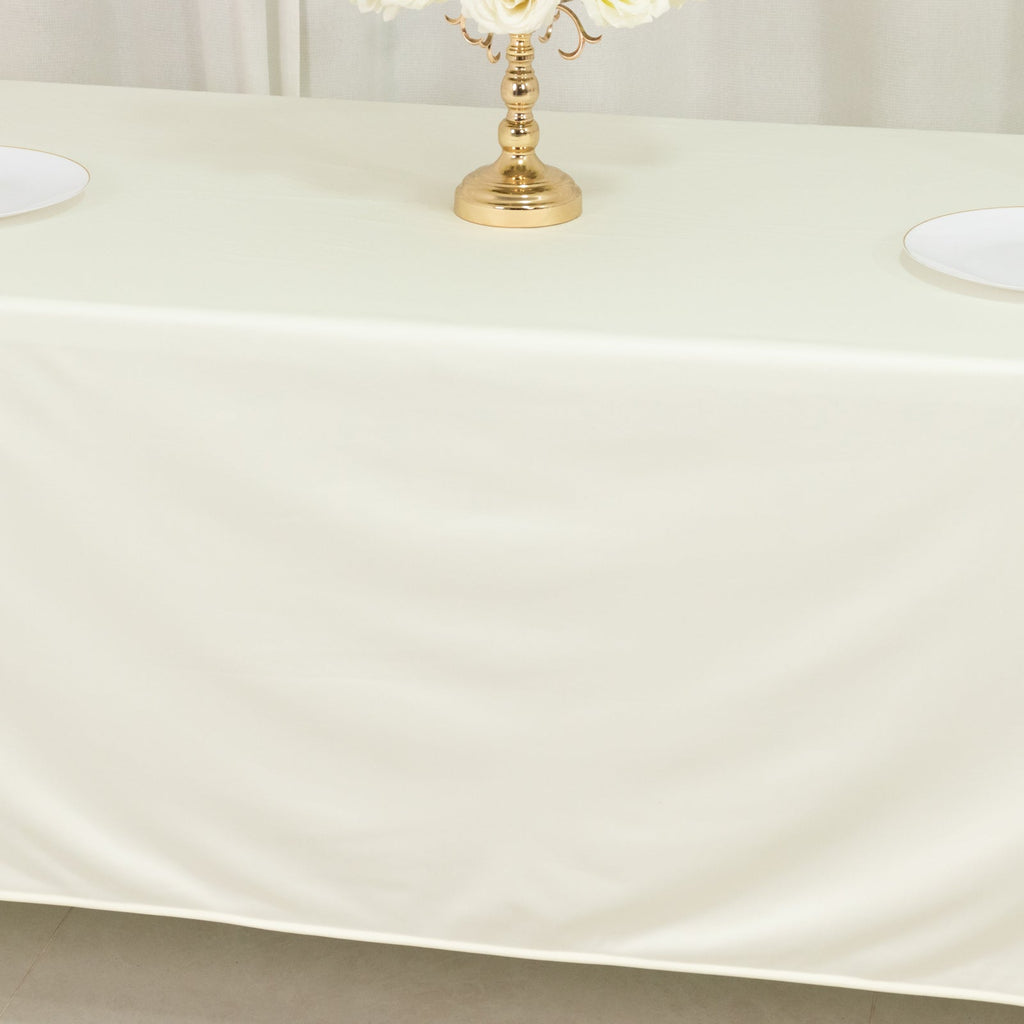 Scuba Rectangular 72"x120" Tablecloth Ivory - Wrinkle Free & Stain Resistant Table Cover - Bell Racket Store