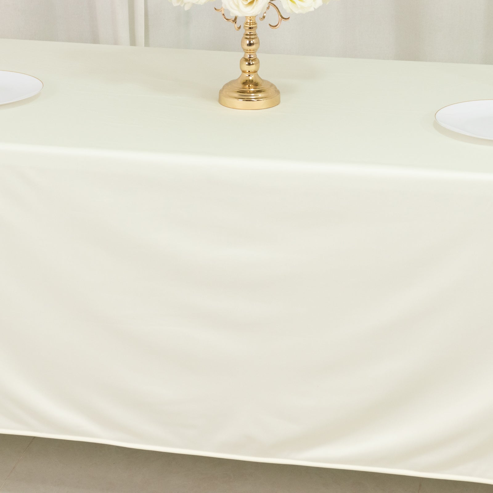 Scuba Rectangular 72"x120" Tablecloth Ivory - Wrinkle Free & Stain Resistant Table Cover - Bell Racket Store