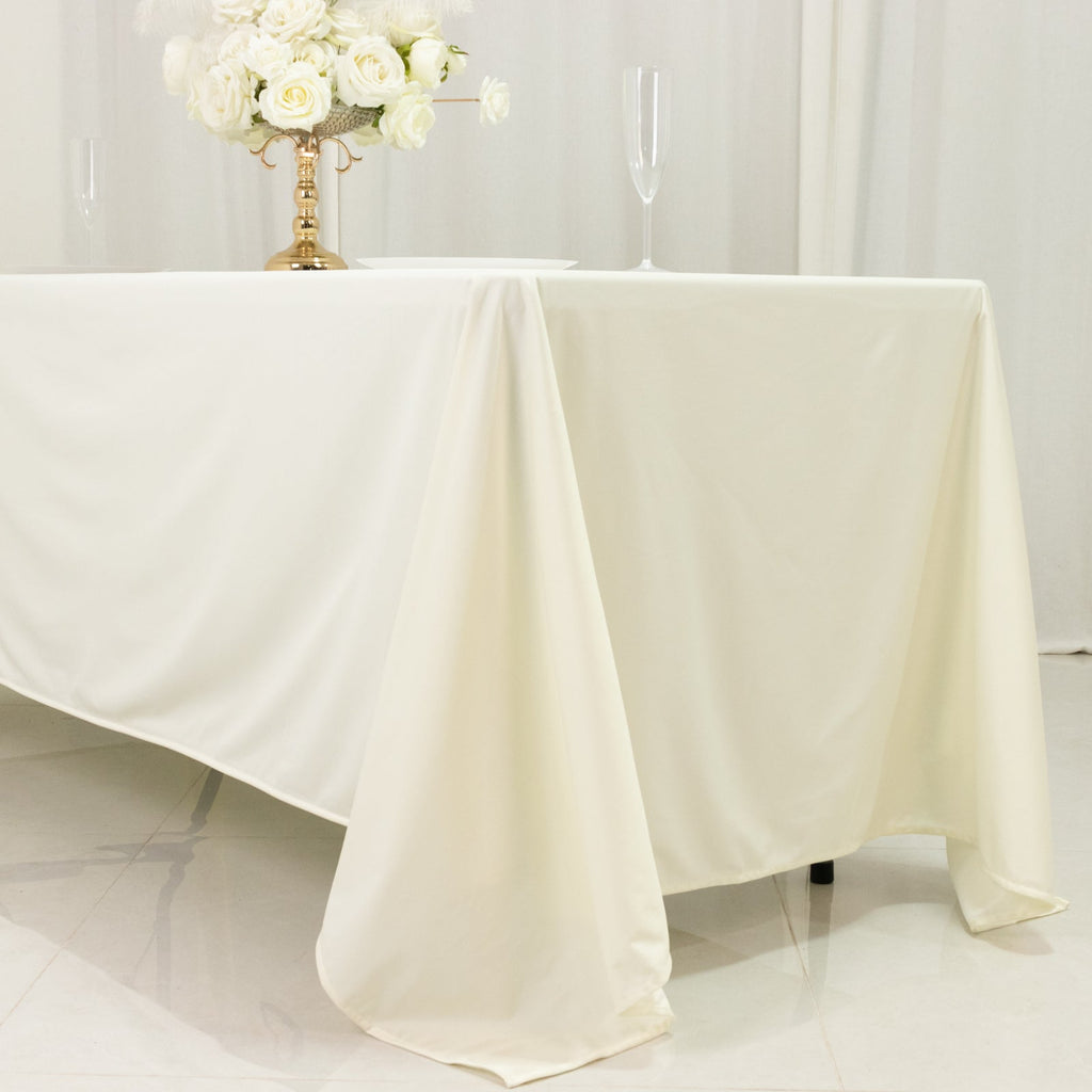 Scuba Rectangular 72"x120" Tablecloth Ivory - Wrinkle Free & Stain Resistant Table Cover - Bell Racket Store