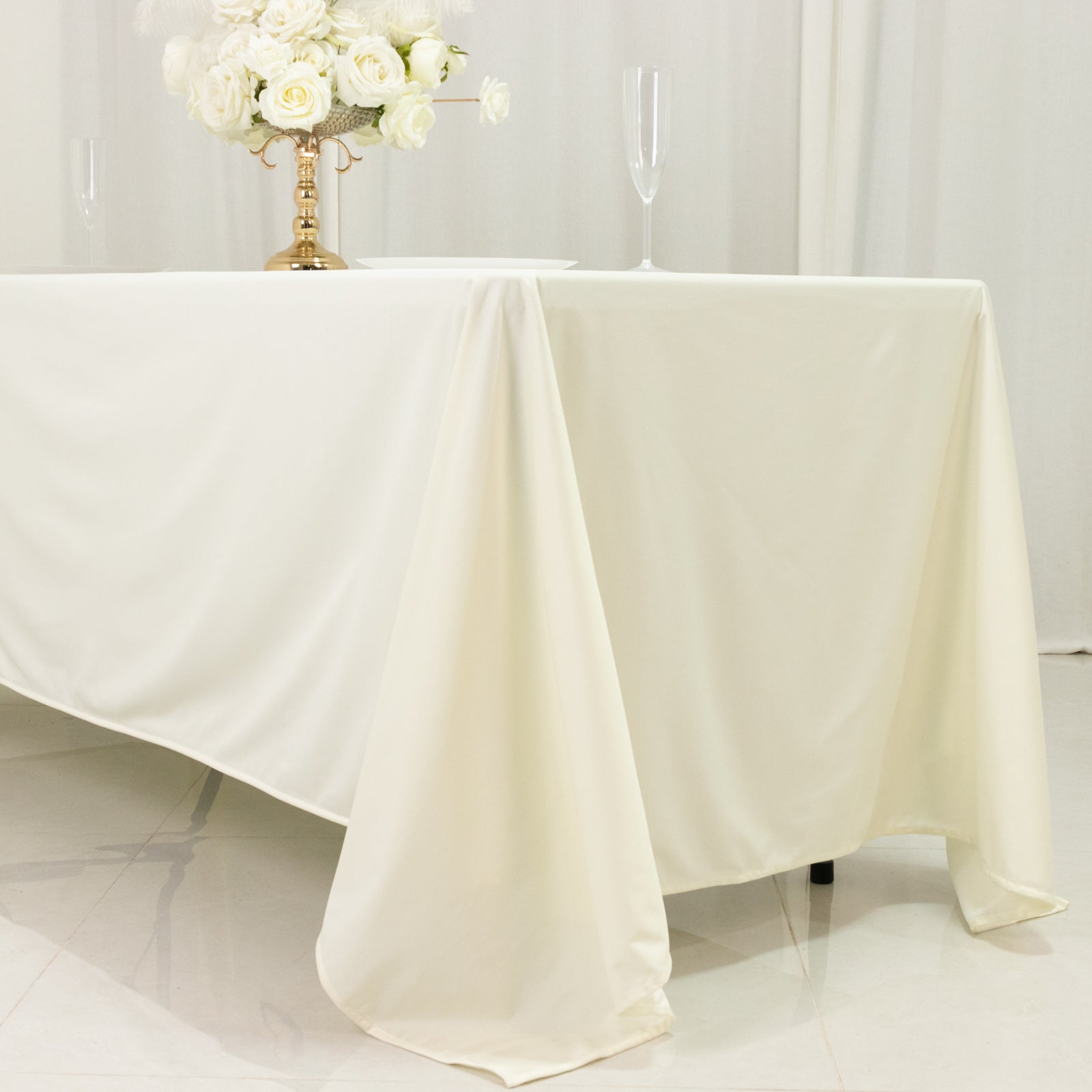Scuba Rectangular 72"x120" Tablecloth Ivory - Wrinkle Free & Stain Resistant Table Cover - Bell Racket Store