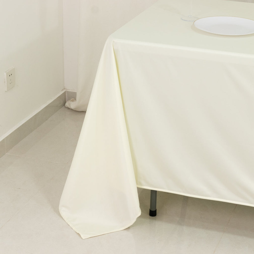 Scuba Rectangular 72"x120" Tablecloth Ivory - Wrinkle Free & Stain Resistant Table Cover - Bell Racket Store