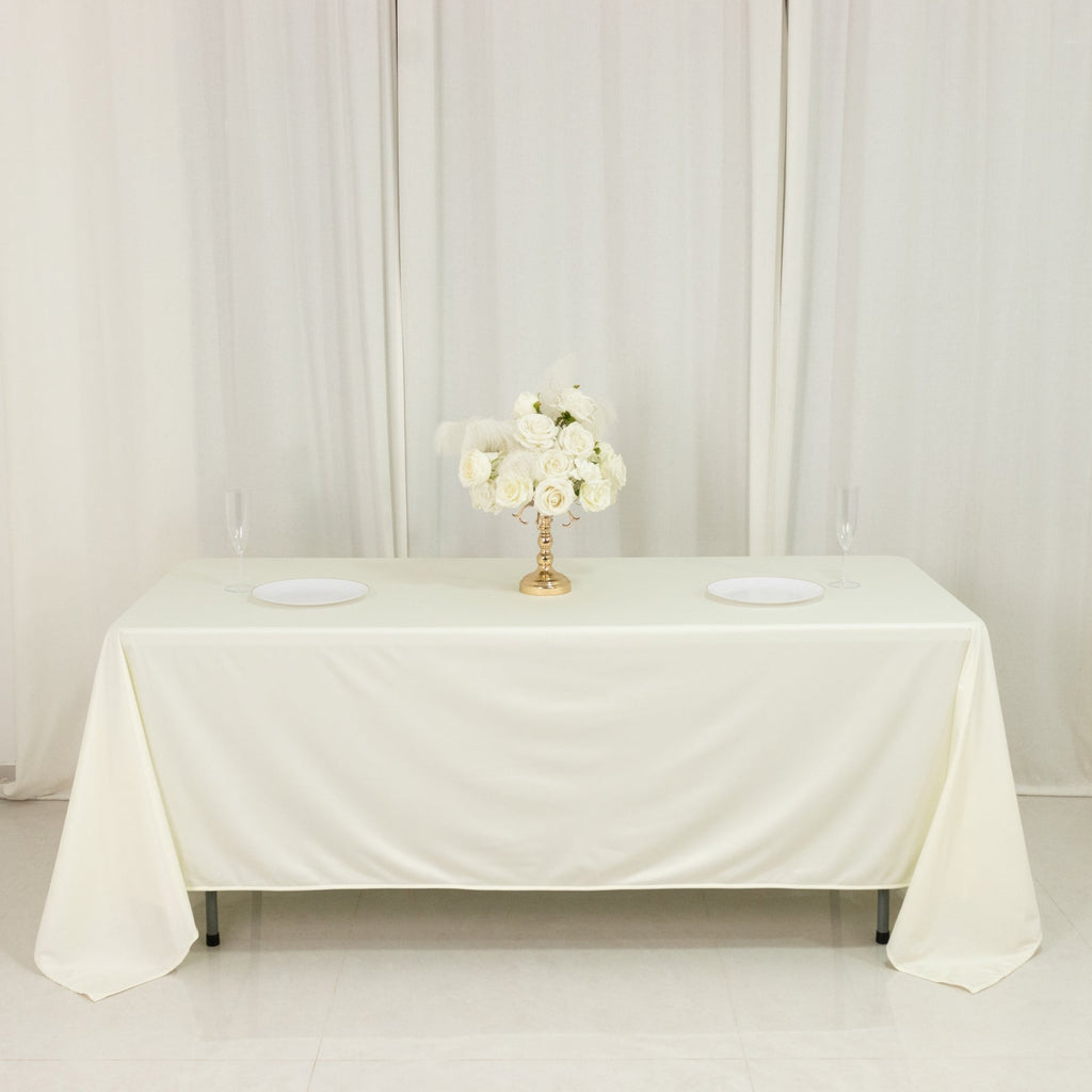 Scuba Rectangular 72"x120" Tablecloth Ivory - Wrinkle Free & Stain Resistant Table Cover - Bell Racket Store