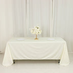 Scuba Rectangular 72"x120" Tablecloth Ivory - Wrinkle Free & Stain Resistant Table Cover - Bell Racket Store