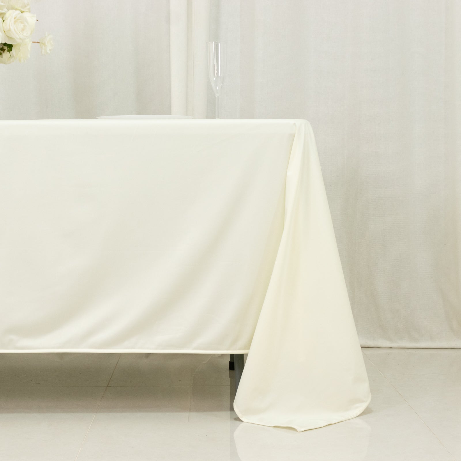 Scuba Rectangular 72"x120" Tablecloth Ivory - Wrinkle Free & Stain Resistant Table Cover - Bell Racket Store
