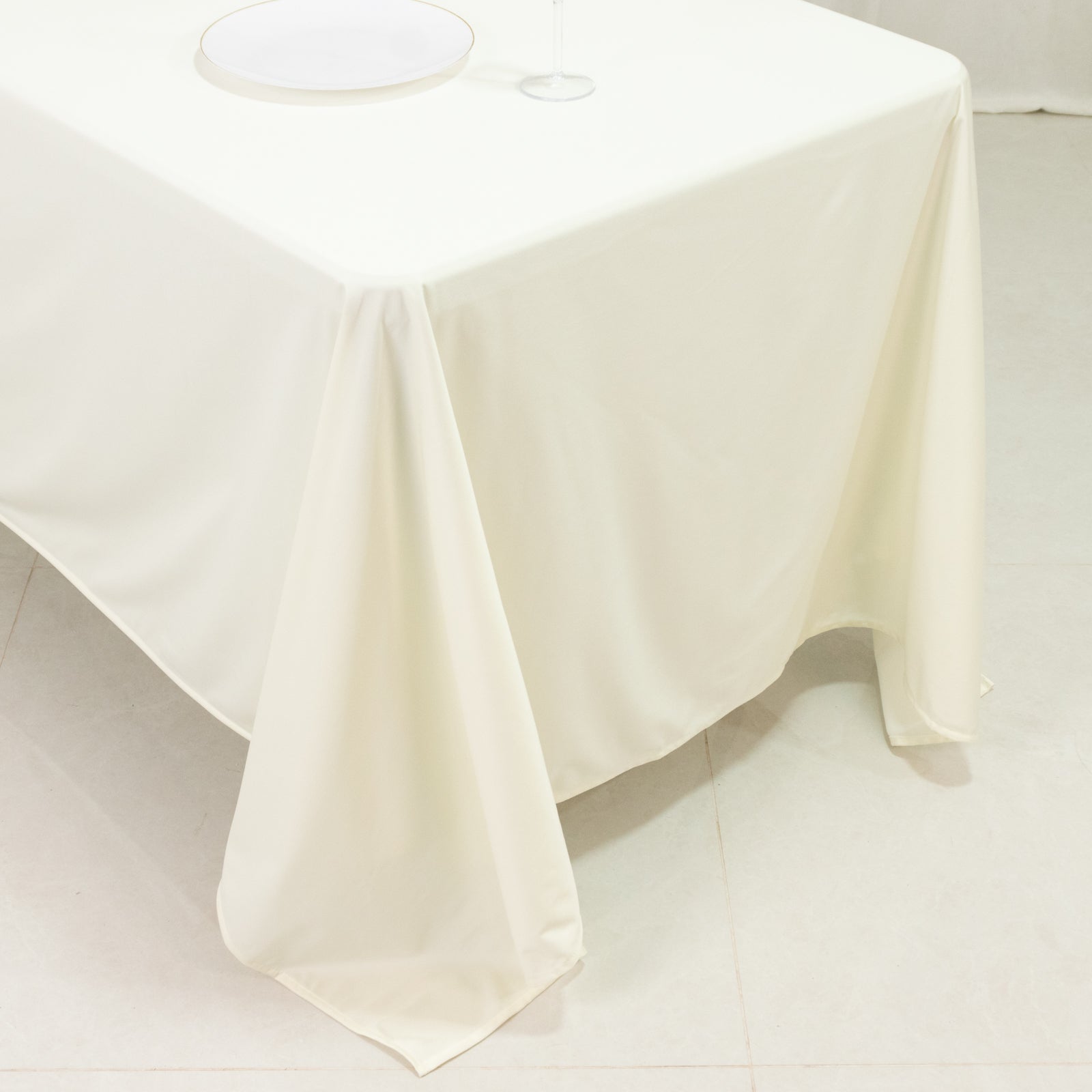 Scuba Rectangular 72"x120" Tablecloth Ivory - Wrinkle Free & Stain Resistant Table Cover - Bell Racket Store