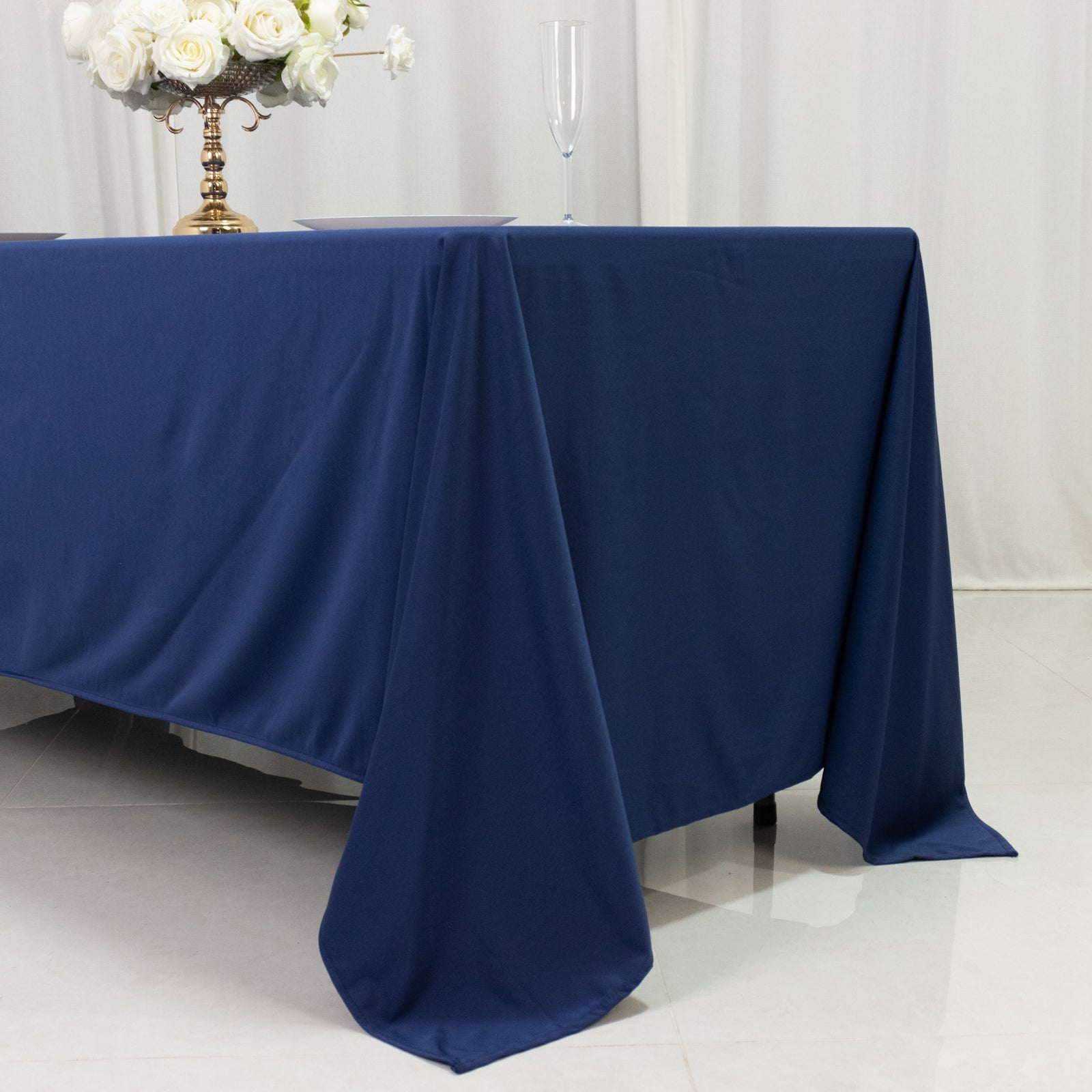 Scuba Rectangular 72"x120" Tablecloth Navy Blue - Wrinkle Free & Stain Resistant Table Cover - Bell Racket Store