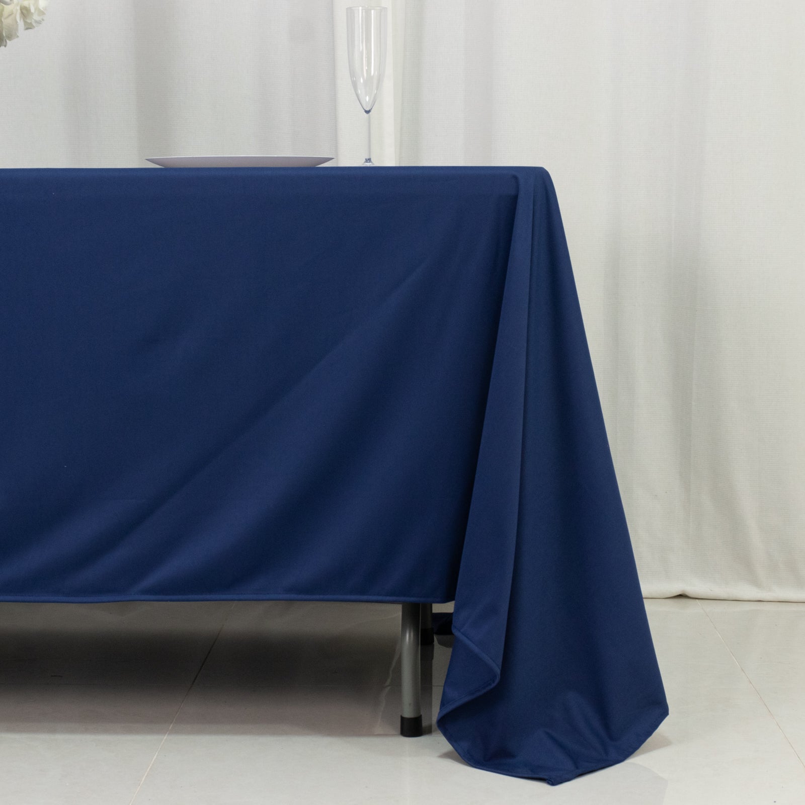 Scuba Rectangular 72"x120" Tablecloth Navy Blue - Wrinkle Free & Stain Resistant Table Cover - Bell Racket Store