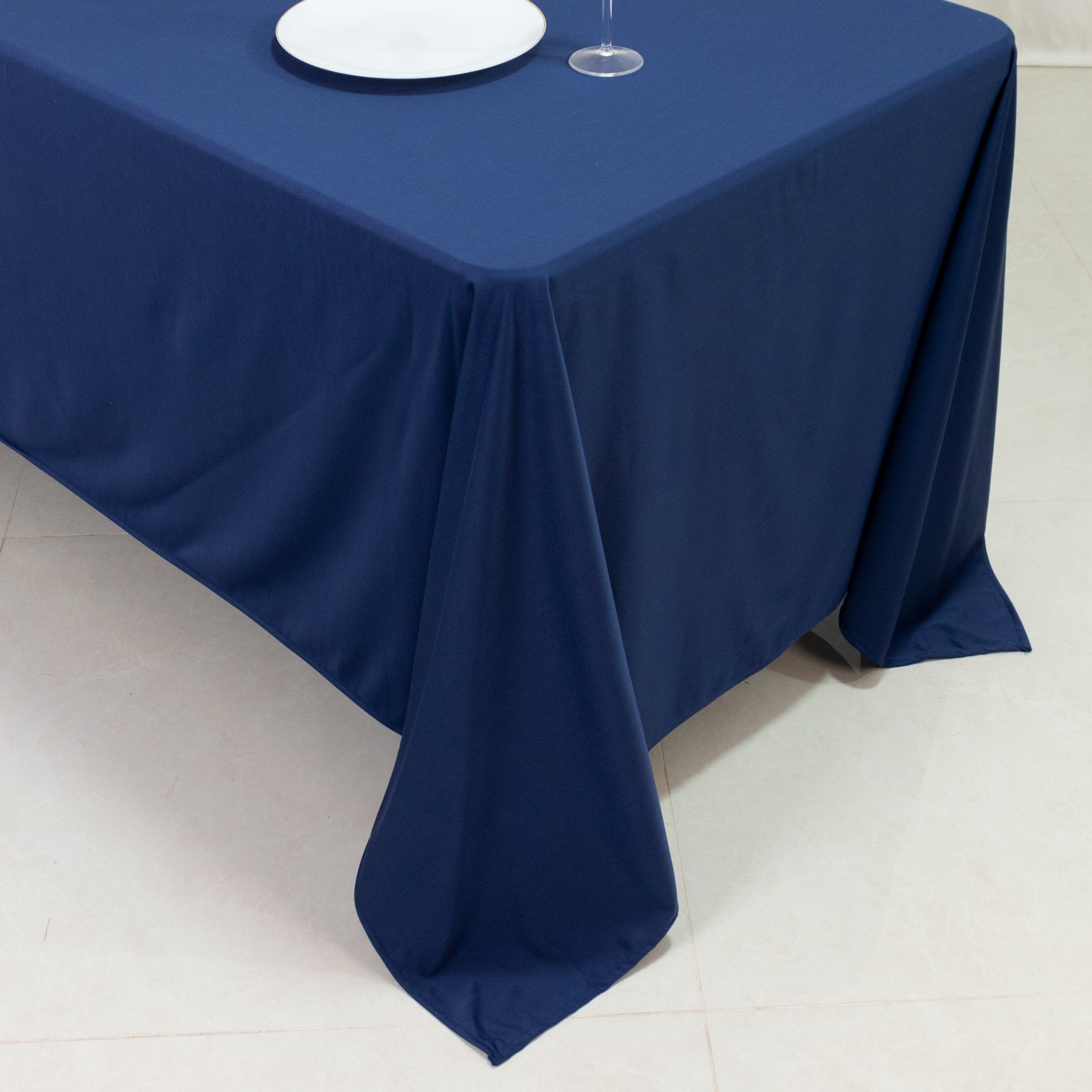 Scuba Rectangular 72"x120" Tablecloth Navy Blue - Wrinkle Free & Stain Resistant Table Cover - Bell Racket Store