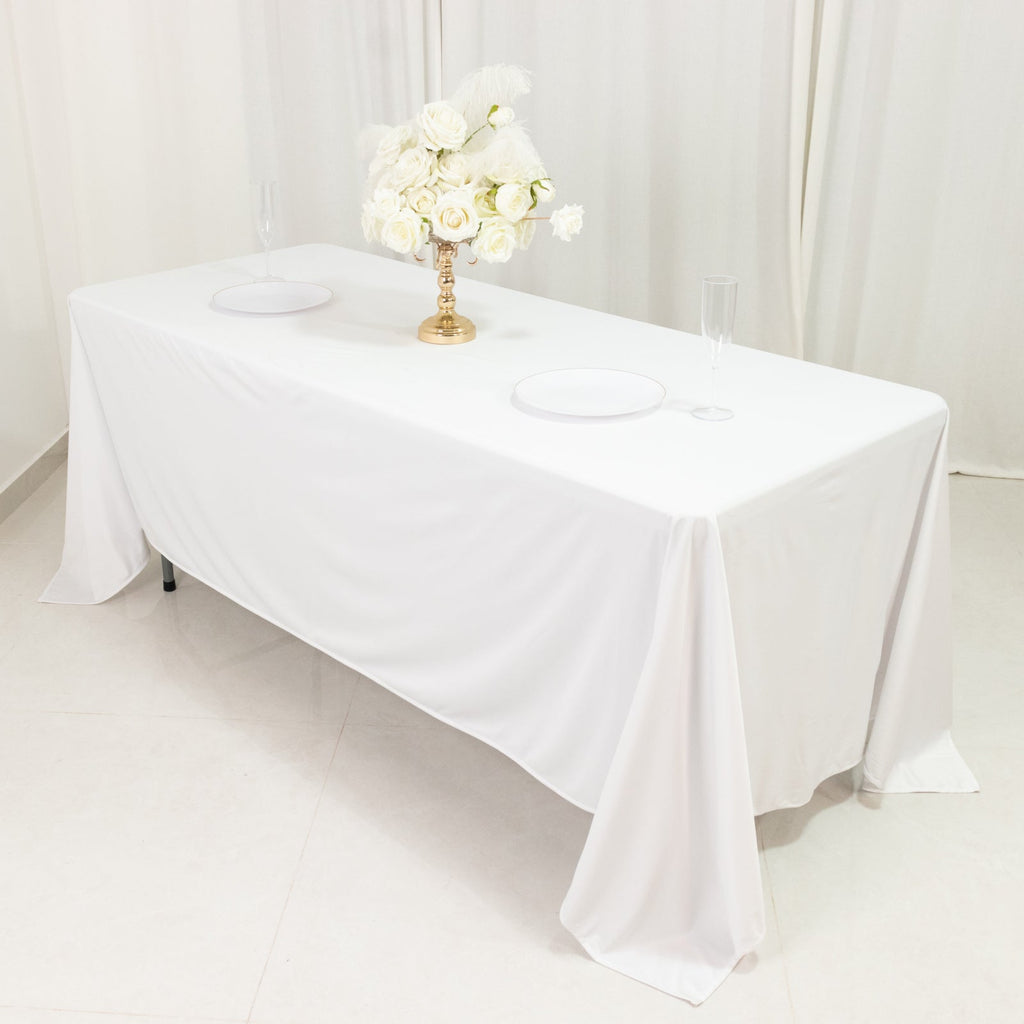 Scuba Rectangular 72"x120" Tablecloth White - Wrinkle Free & Stain Resistant Table Cover - Bell Racket Store
