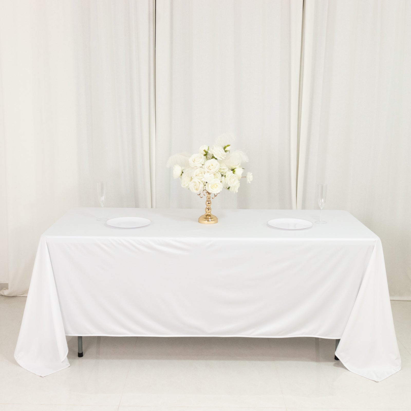Scuba Rectangular 72"x120" Tablecloth White - Wrinkle Free & Stain Resistant Table Cover - Bell Racket Store