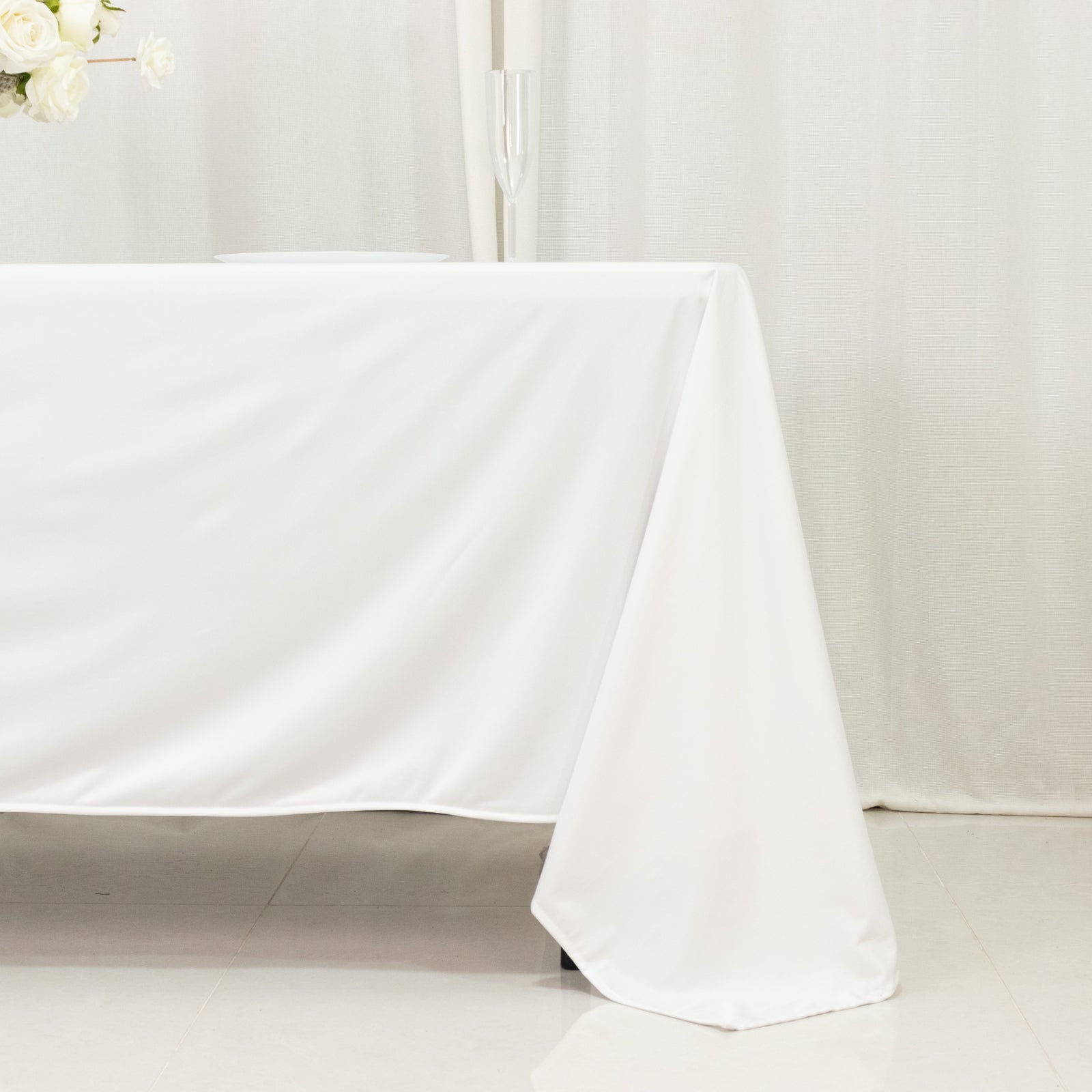 Scuba Rectangular 72"x120" Tablecloth White - Wrinkle Free & Stain Resistant Table Cover - Bell Racket Store