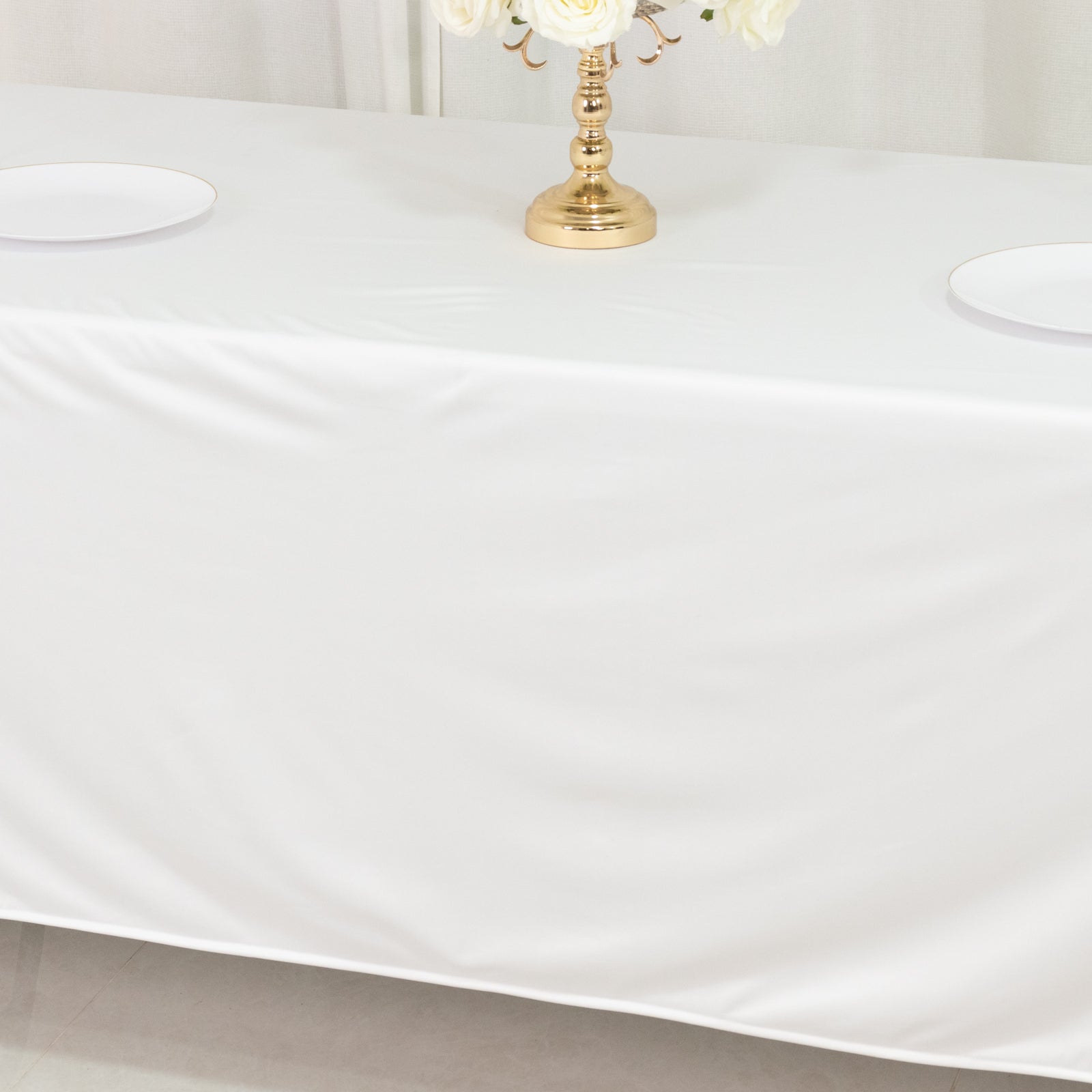 Scuba Rectangular 72"x120" Tablecloth White - Wrinkle Free & Stain Resistant Table Cover - Bell Racket Store