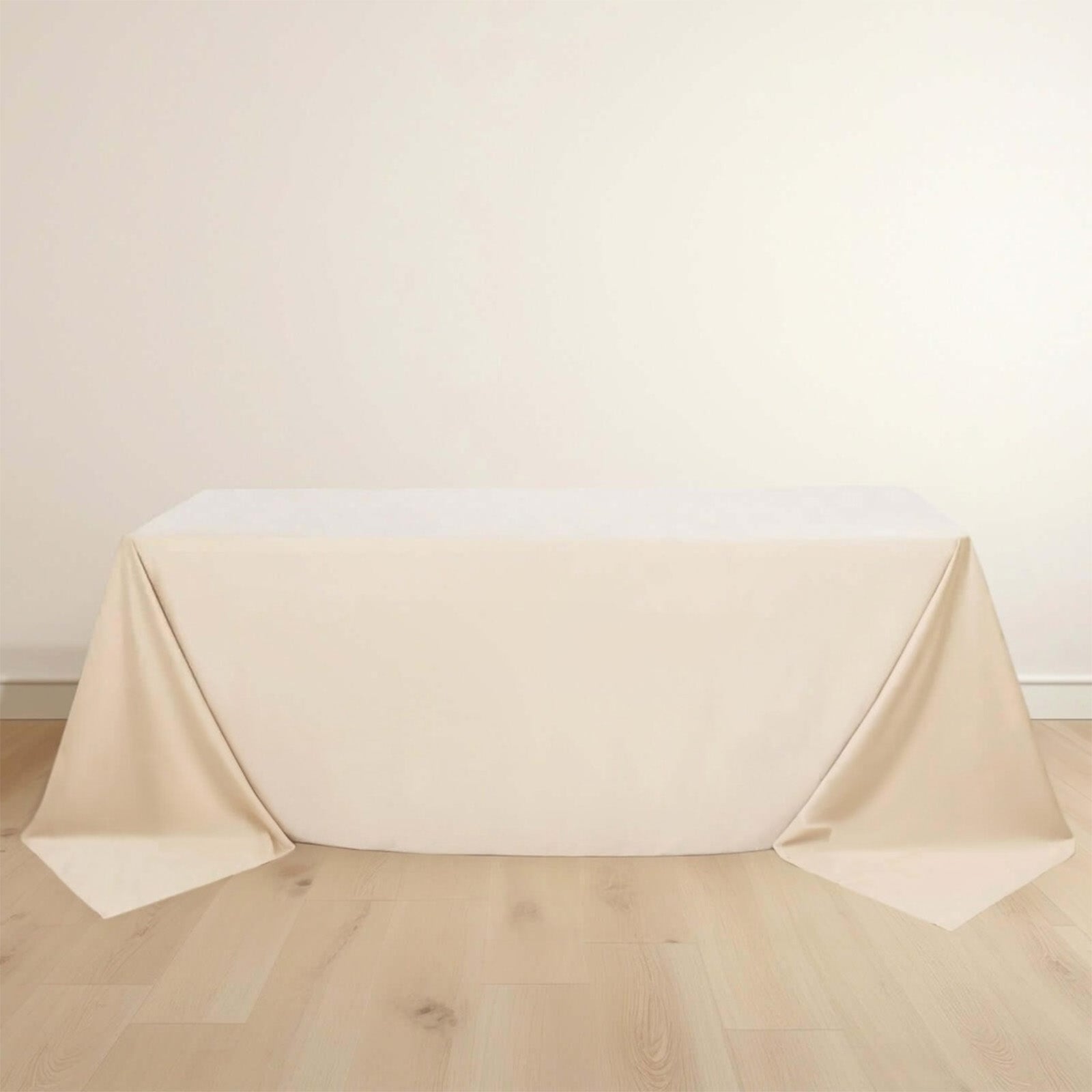 Scuba Rectangular 90"x132" Tablecloth Beige - Wrinkle Free, Stain Resistant & Seamless Table Cover - Bell Racket Store