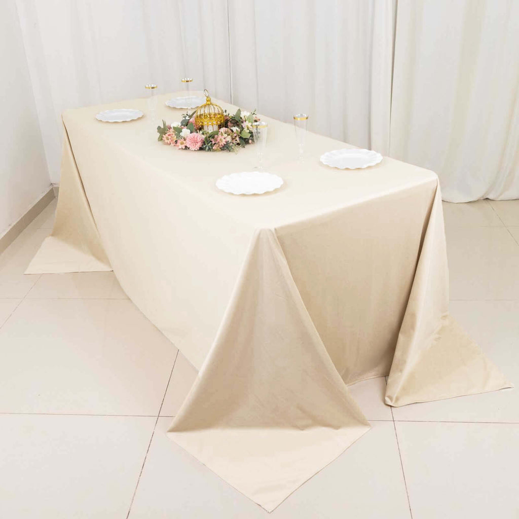 Scuba Rectangular 90"x132" Tablecloth Beige - Wrinkle Free, Stain Resistant & Seamless Table Cover - Bell Racket Store