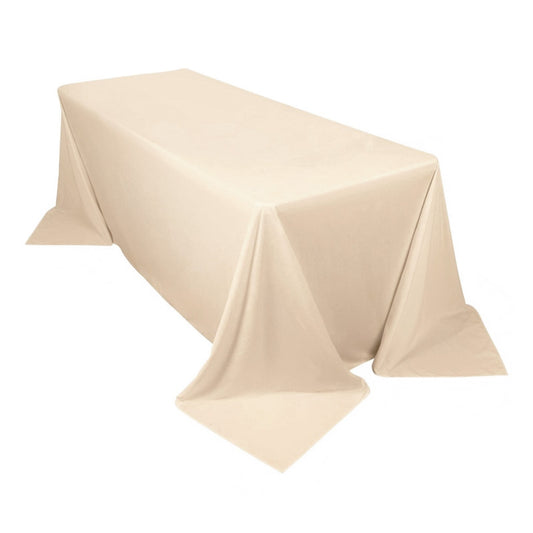 Scuba Rectangular 90"x132" Tablecloth Beige - Wrinkle Free, Stain Resistant & Seamless Table Cover - Bell Racket Store