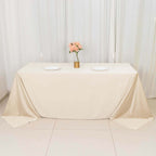Scuba Rectangular 90"x132" Tablecloth Beige - Wrinkle Free, Stain Resistant & Seamless Table Cover - Bell Racket Store