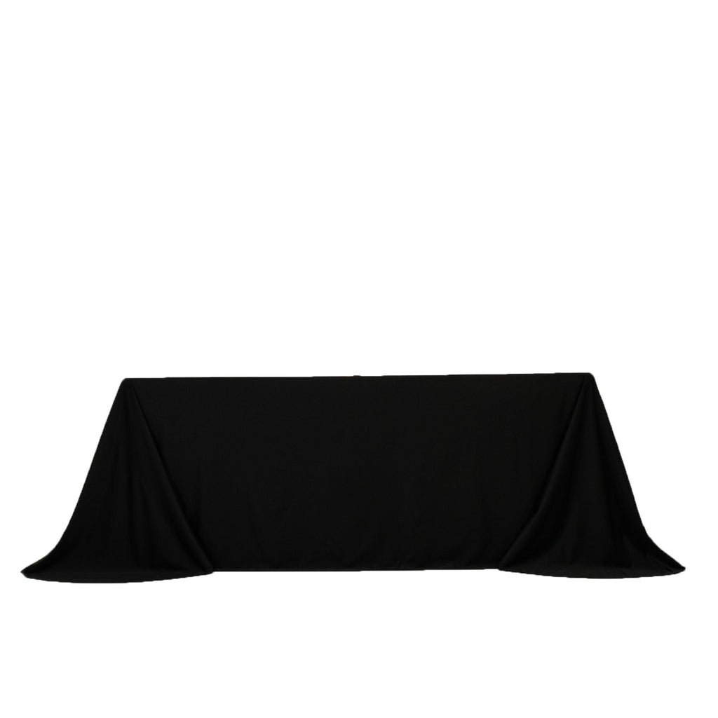 Scuba Rectangular 90"x132" Tablecloth Black with Rounded Corners â€“ Seamless, Wrinkle Free & Stain Resistant Table Cover - Bell Racket Store