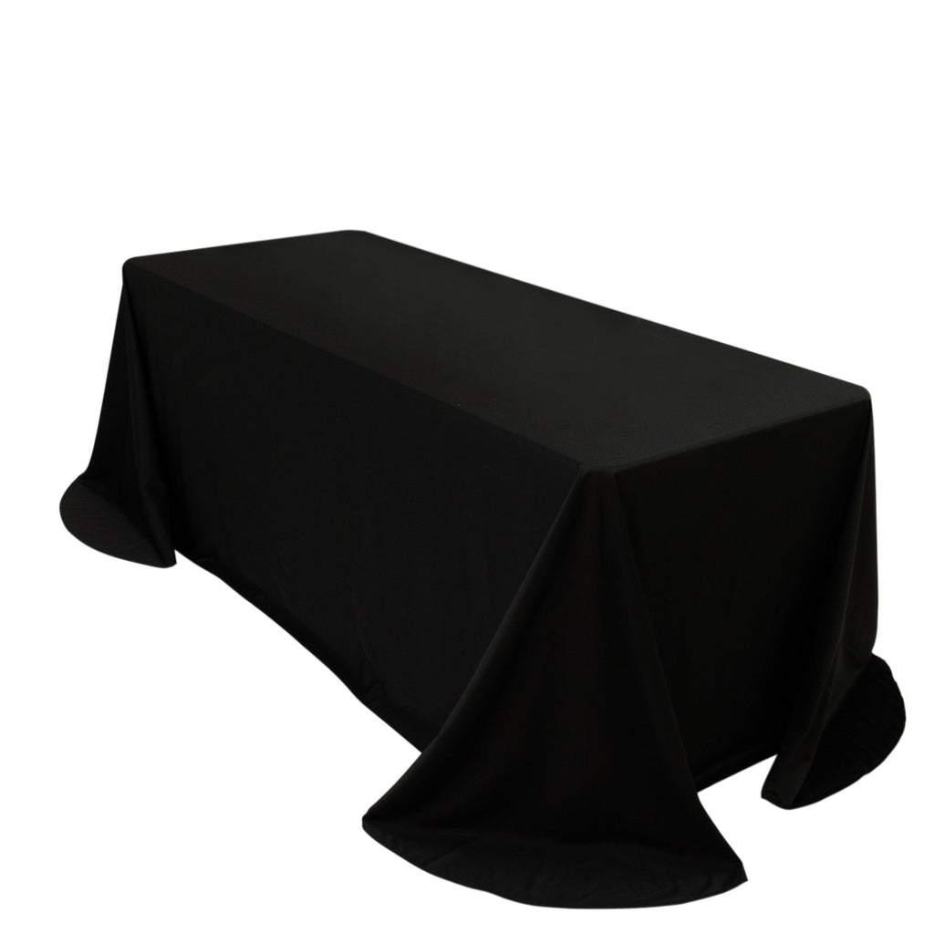 Scuba Rectangular 90"x132" Tablecloth Black with Rounded Corners â€“ Seamless, Wrinkle Free & Stain Resistant Table Cover - Bell Racket Store