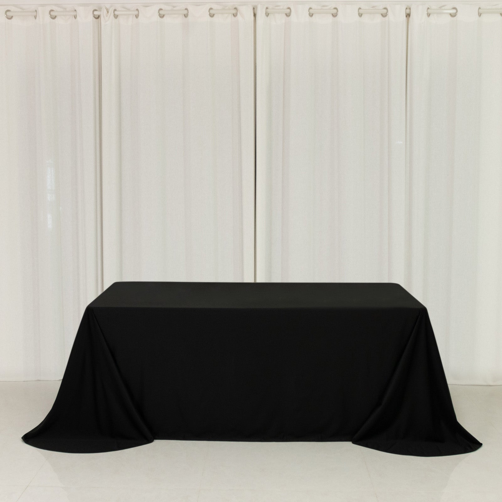 Scuba Rectangular 90"x132" Tablecloth Black with Rounded Corners â€“ Seamless, Wrinkle Free & Stain Resistant Table Cover - Bell Racket Store
