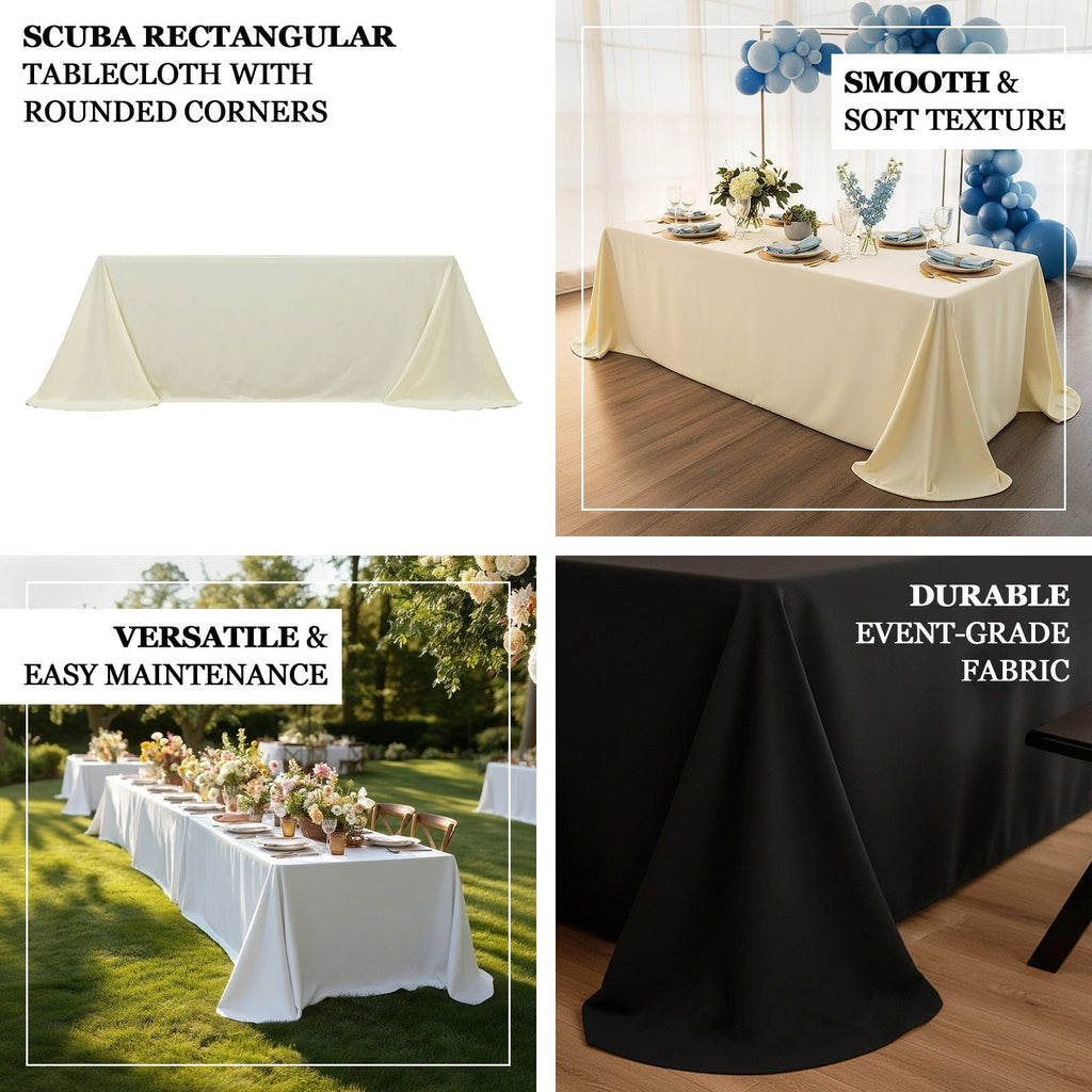Scuba Rectangular 90"x132" Tablecloth Black with Rounded Corners â€“ Seamless, Wrinkle Free & Stain Resistant Table Cover - Bell Racket Store