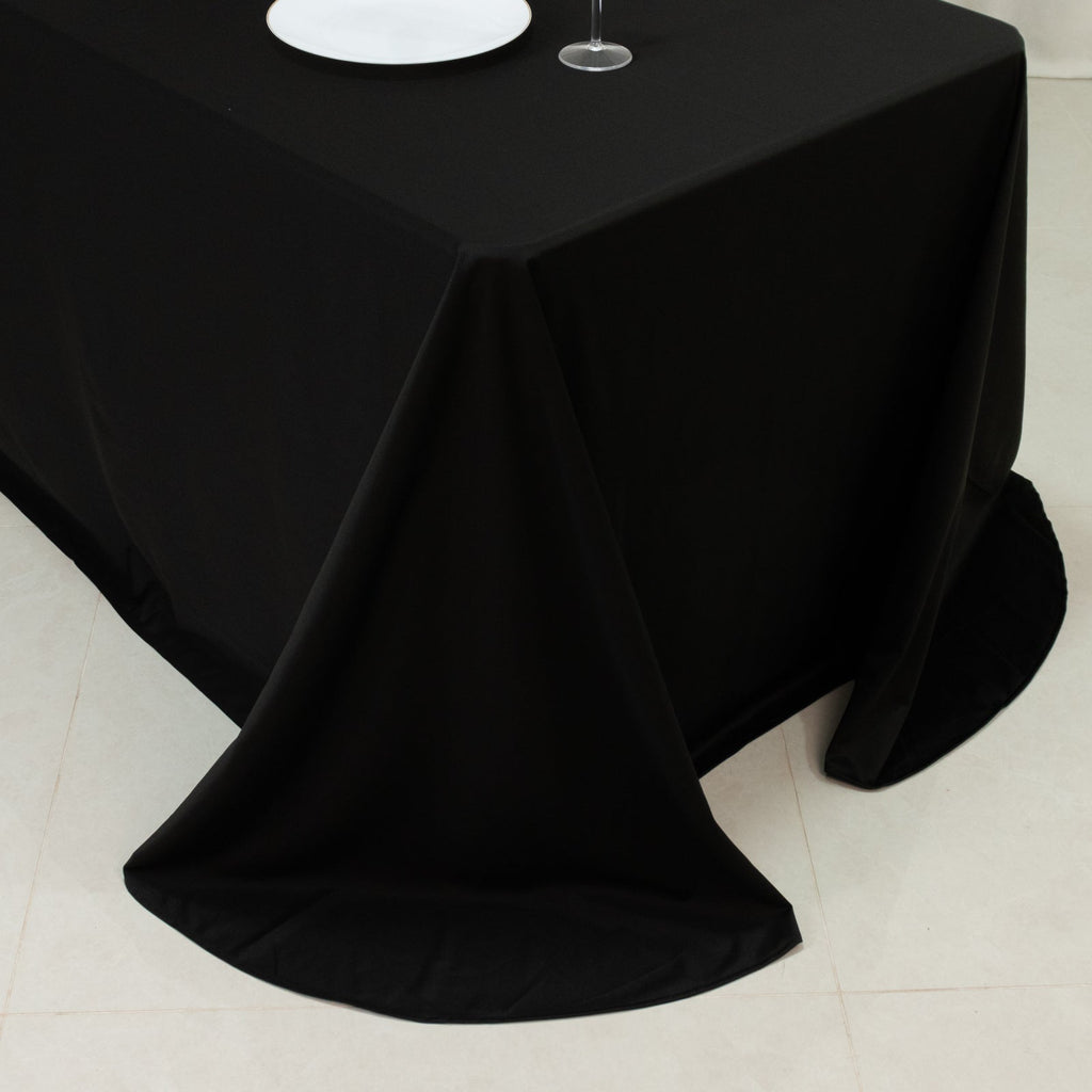 Scuba Rectangular 90"x132" Tablecloth Black with Rounded Corners â€“ Seamless, Wrinkle Free & Stain Resistant Table Cover - Bell Racket Store