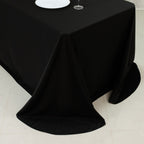 Scuba Rectangular 90"x132" Tablecloth Black with Rounded Corners â€“ Seamless, Wrinkle Free & Stain Resistant Table Cover - Bell Racket Store