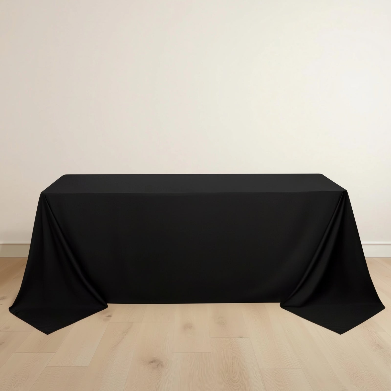 Scuba Rectangular 90"x132" Tablecloth Black - Wrinkle Free, Stain Resistant & Seamless Table Cover for Weddings and Parties - Bell Racket Store