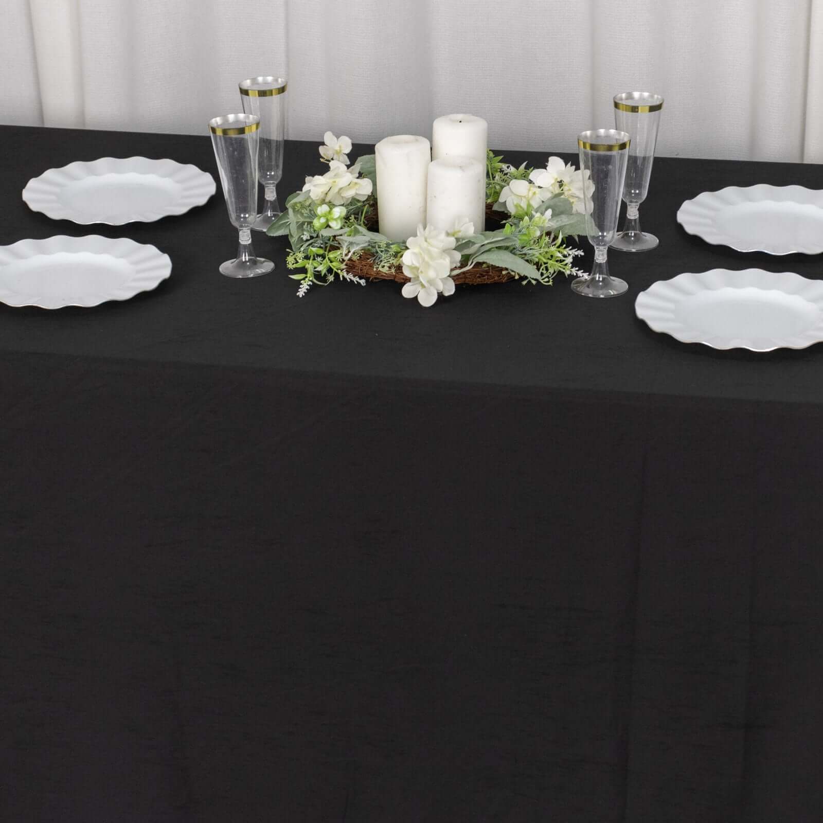 Scuba Rectangular 90"x132" Tablecloth Black - Wrinkle Free, Stain Resistant & Seamless Table Cover for Weddings and Parties - Bell Racket Store