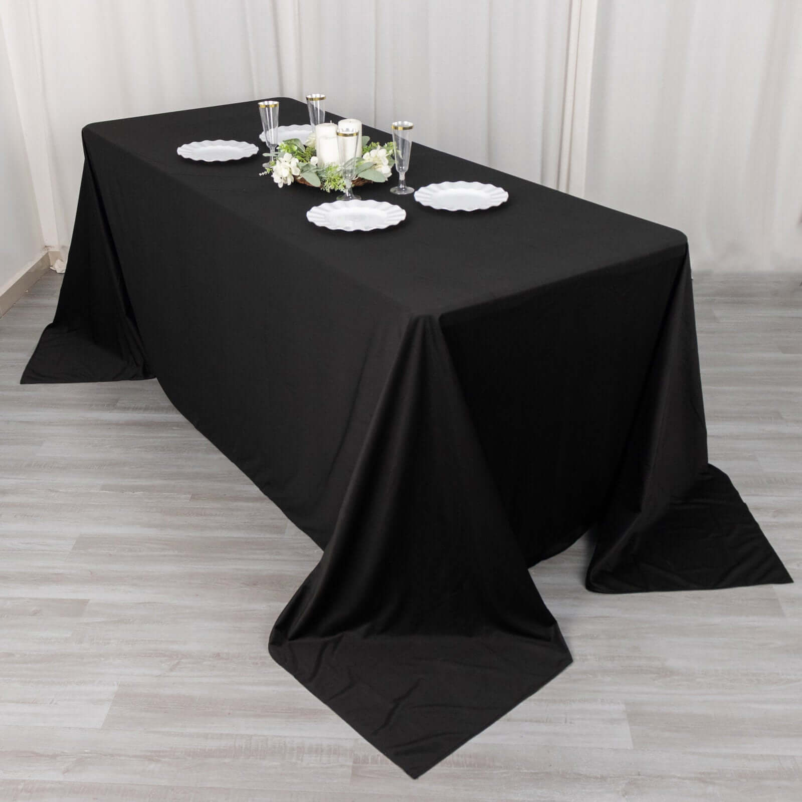 Scuba Rectangular 90"x132" Tablecloth Black - Wrinkle Free, Stain Resistant & Seamless Table Cover for Weddings and Parties - Bell Racket Store