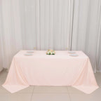 Scuba Rectangular 90"x132" Tablecloth Blush - Wrinkle Free, Stain Resistant & Seamless Table Cover - Bell Racket Store