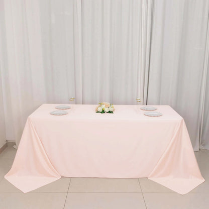 Scuba Rectangular 90"x132" Tablecloth Blush - Wrinkle Free, Stain Resistant & Seamless Table Cover - Bell Racket Store