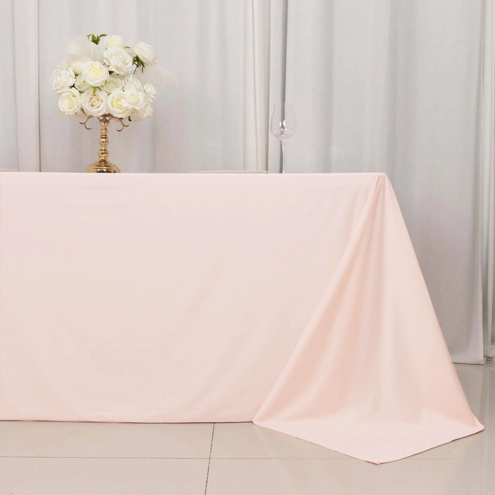 Scuba Rectangular 90"x132" Tablecloth Blush - Wrinkle Free, Stain Resistant & Seamless Table Cover - Bell Racket Store