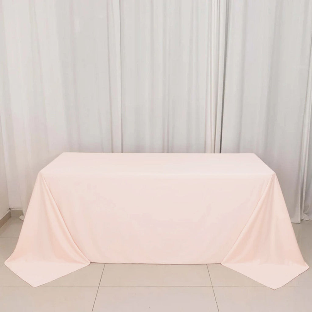 Scuba Rectangular 90"x132" Tablecloth Blush - Wrinkle Free, Stain Resistant & Seamless Table Cover - Bell Racket Store