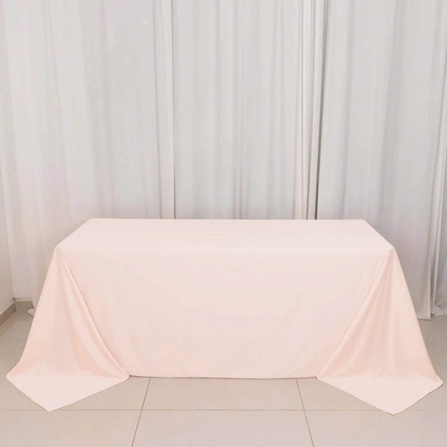 Scuba Rectangular 90"x132" Tablecloth Blush - Wrinkle Free, Stain Resistant & Seamless Table Cover - Bell Racket Store