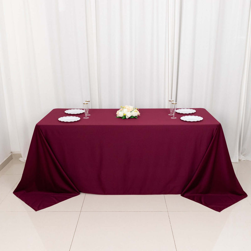 Scuba Rectangular 90"x132" Tablecloth Burgundy - Wrinkle Free, Stain Resistant & Seamless Table Cover - Bell Racket Store