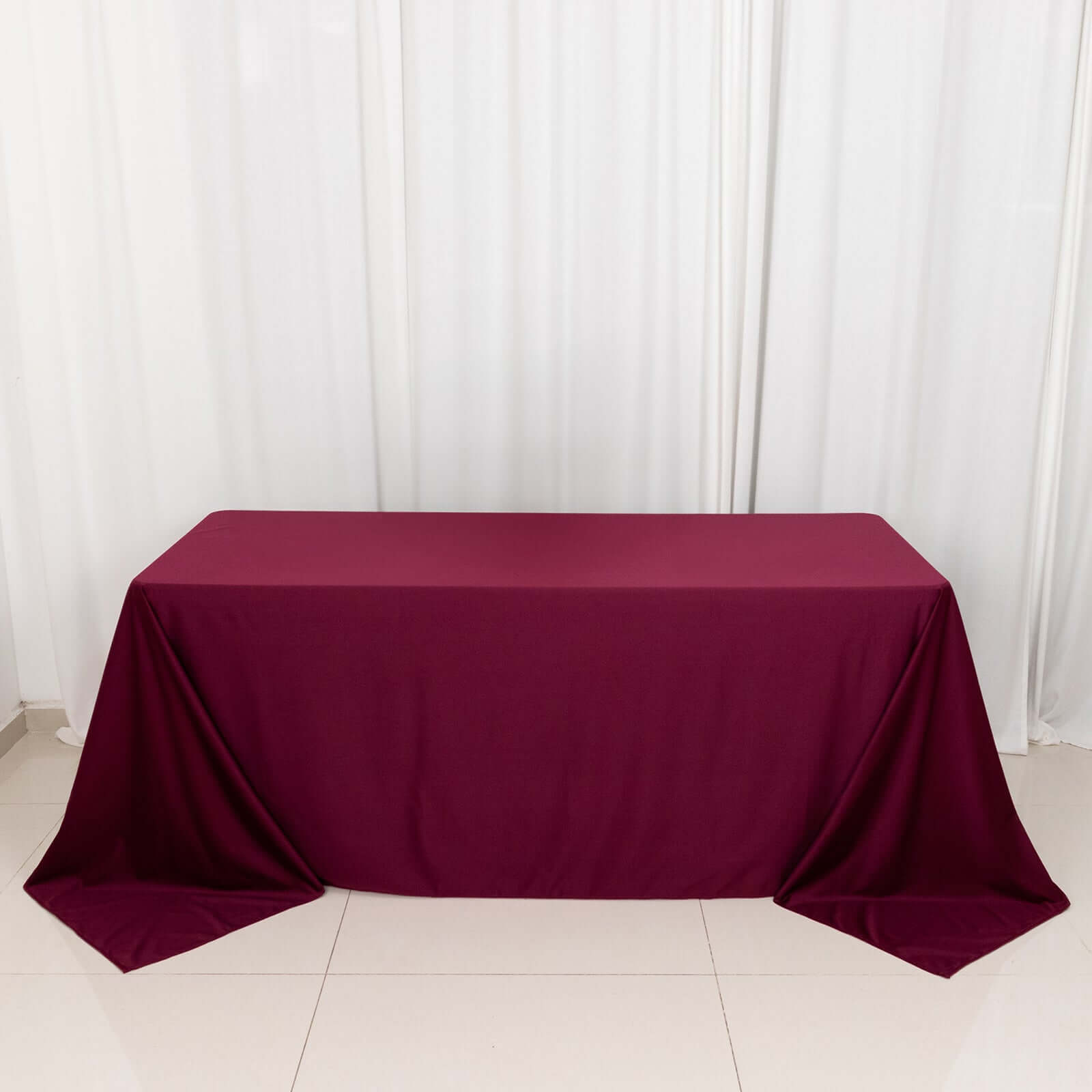 Scuba Rectangular 90"x132" Tablecloth Burgundy - Wrinkle Free, Stain Resistant & Seamless Table Cover - Bell Racket Store