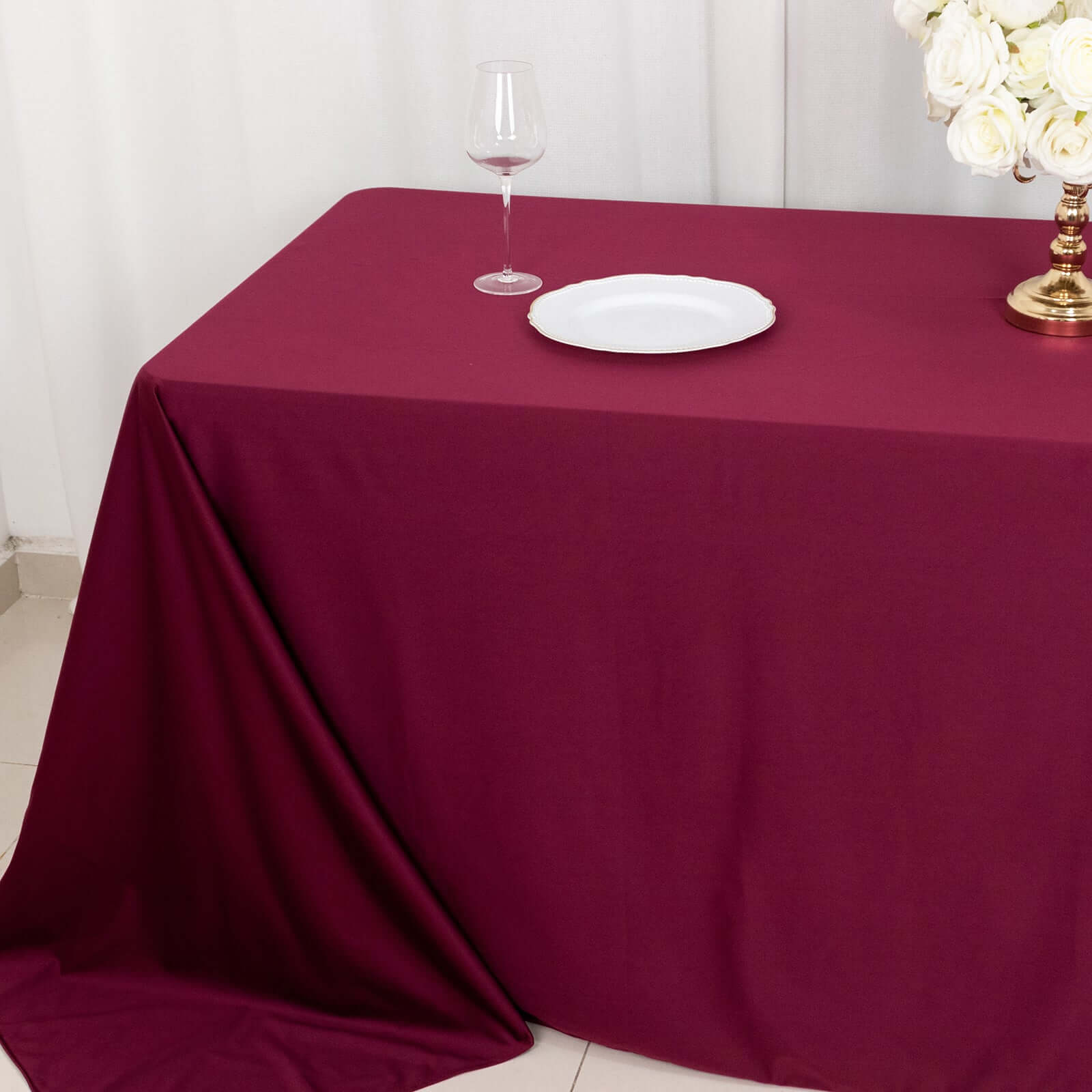 Scuba Rectangular 90"x132" Tablecloth Burgundy - Wrinkle Free, Stain Resistant & Seamless Table Cover - Bell Racket Store