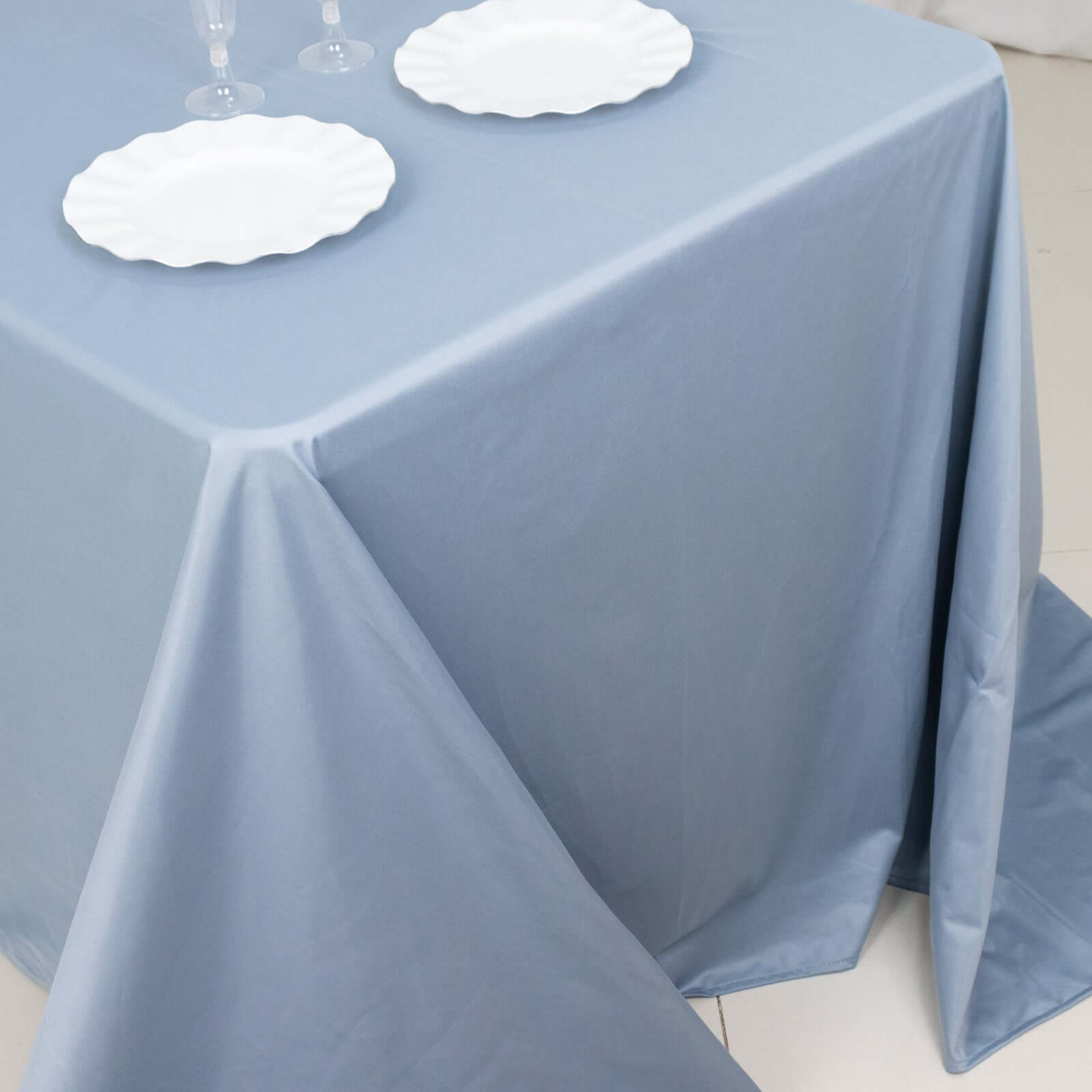 Scuba Rectangular 90"x132" Tablecloth Dusty Blue - Wrinkle Free, Stain Resistant & Seamless Table Cover - Bell Racket Store