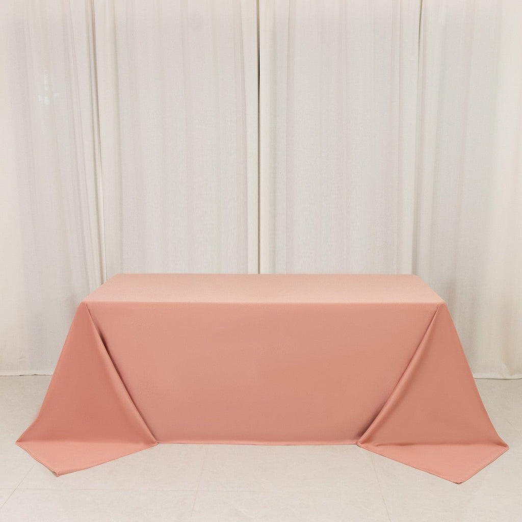 Scuba Rectangular 90"x132" Tablecloth Dusty Rose - Wrinkle Free, Stain Resistant & Seamless Table Cover - Bell Racket Store