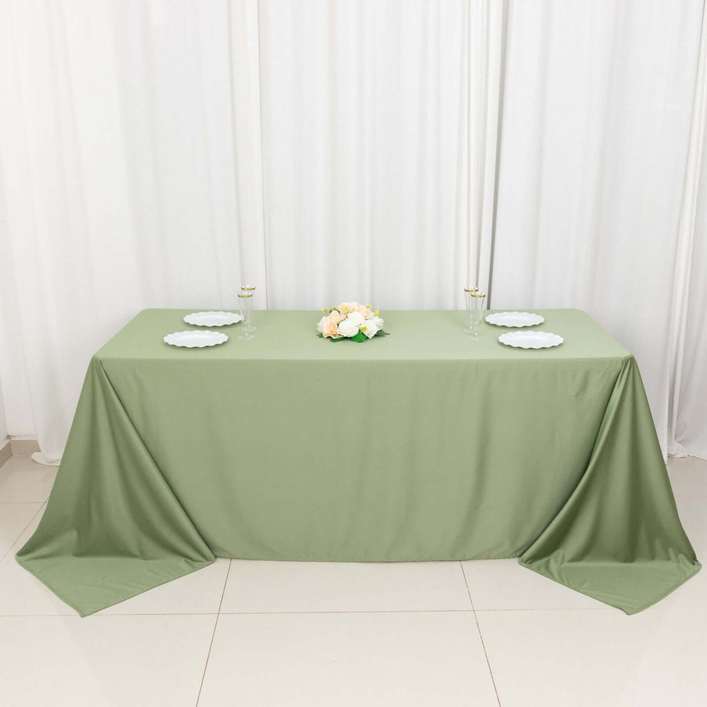 Scuba Rectangular 90"x132" Tablecloth Dusty Sage Green - Wrinkle Free, Stain Resistant & Seamless Table Cover - Bell Racket Store