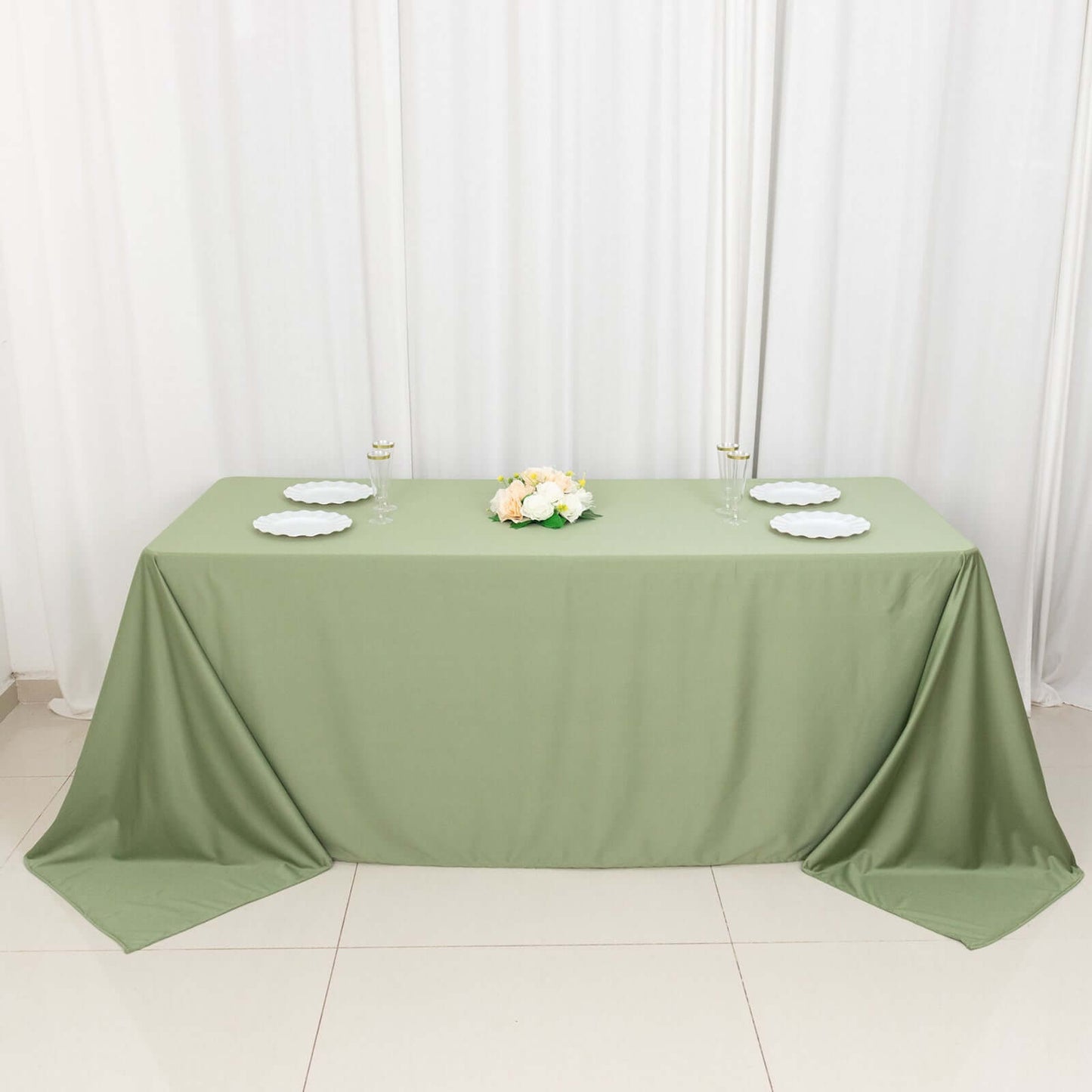 Scuba Rectangular 90"x132" Tablecloth Dusty Sage Green - Wrinkle Free, Stain Resistant & Seamless Table Cover - Bell Racket Store