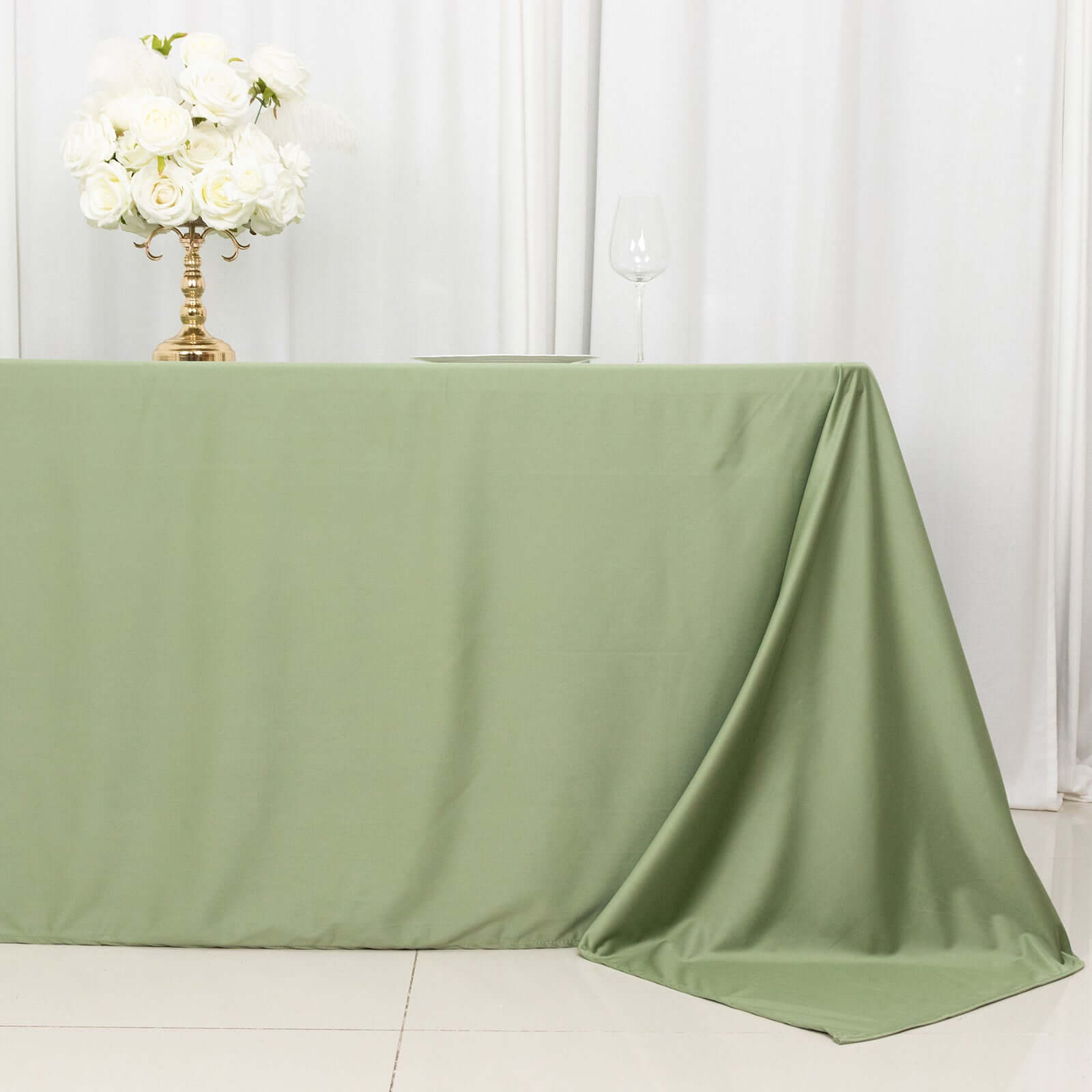 Scuba Rectangular 90"x132" Tablecloth Dusty Sage Green - Wrinkle Free, Stain Resistant & Seamless Table Cover - Bell Racket Store