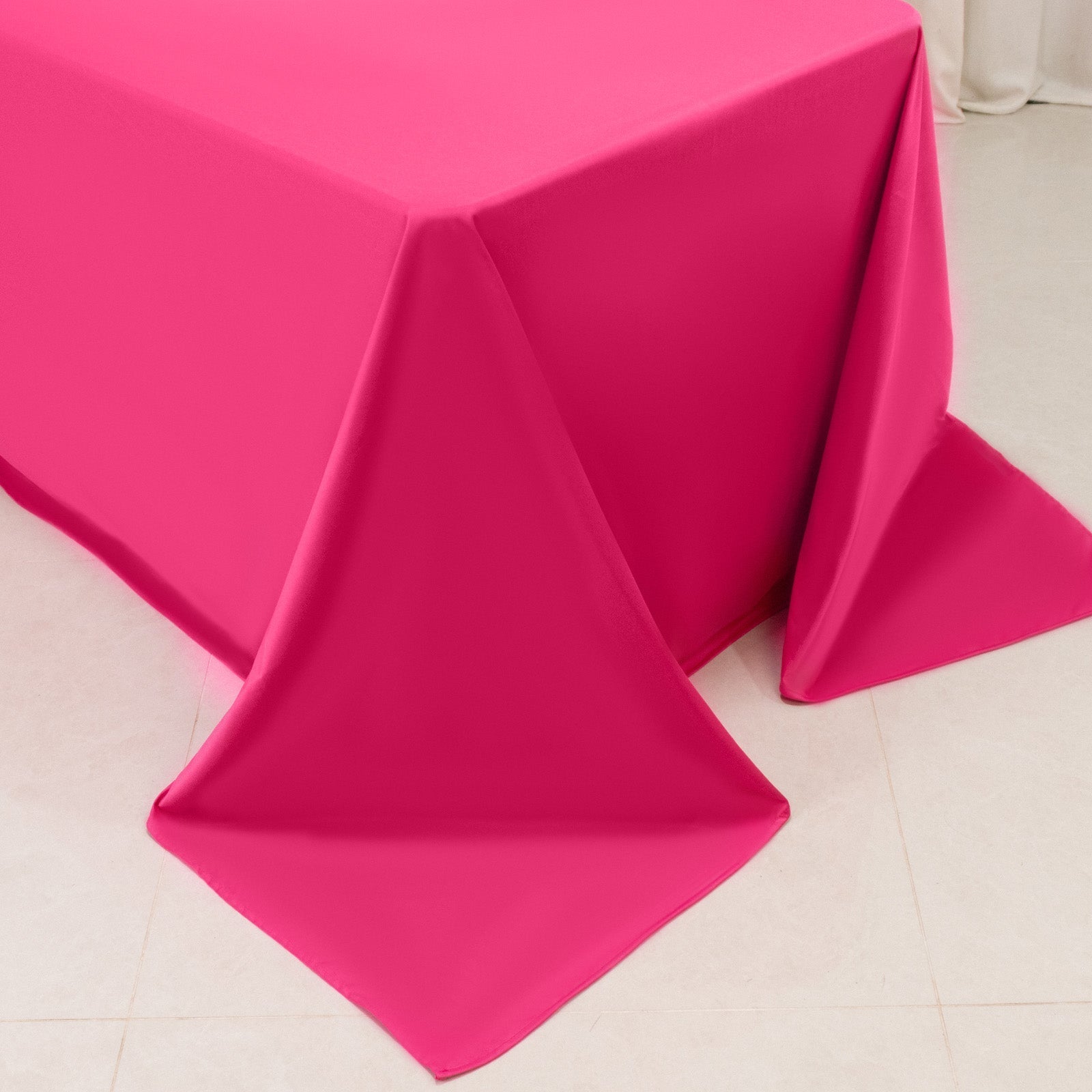Scuba Rectangular 90"x132" Tablecloth Fuchsia - Wrinkle Free, Stain Resistant & Seamless Table Cover - Bell Racket Store