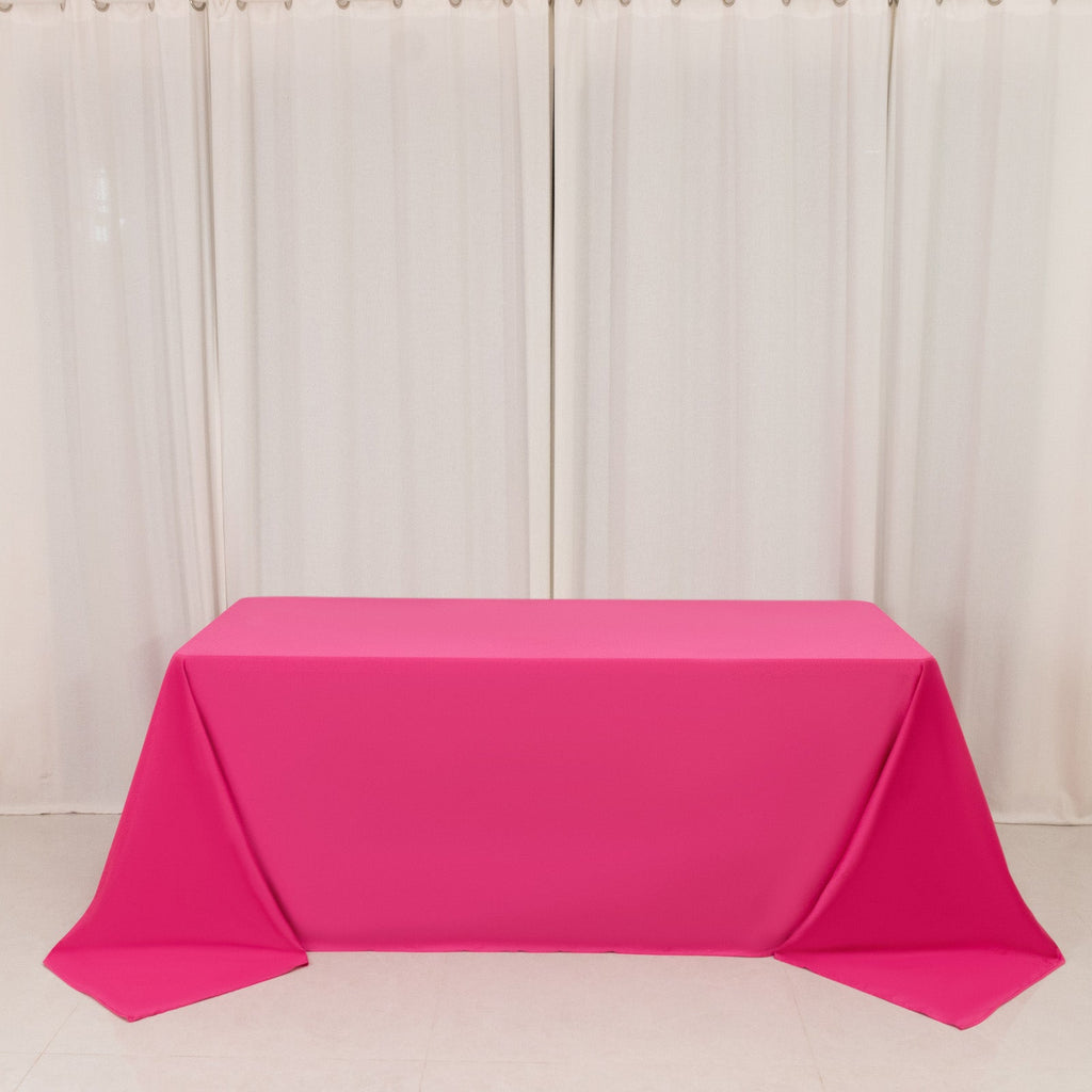 Scuba Rectangular 90"x132" Tablecloth Fuchsia - Wrinkle Free, Stain Resistant & Seamless Table Cover - Bell Racket Store