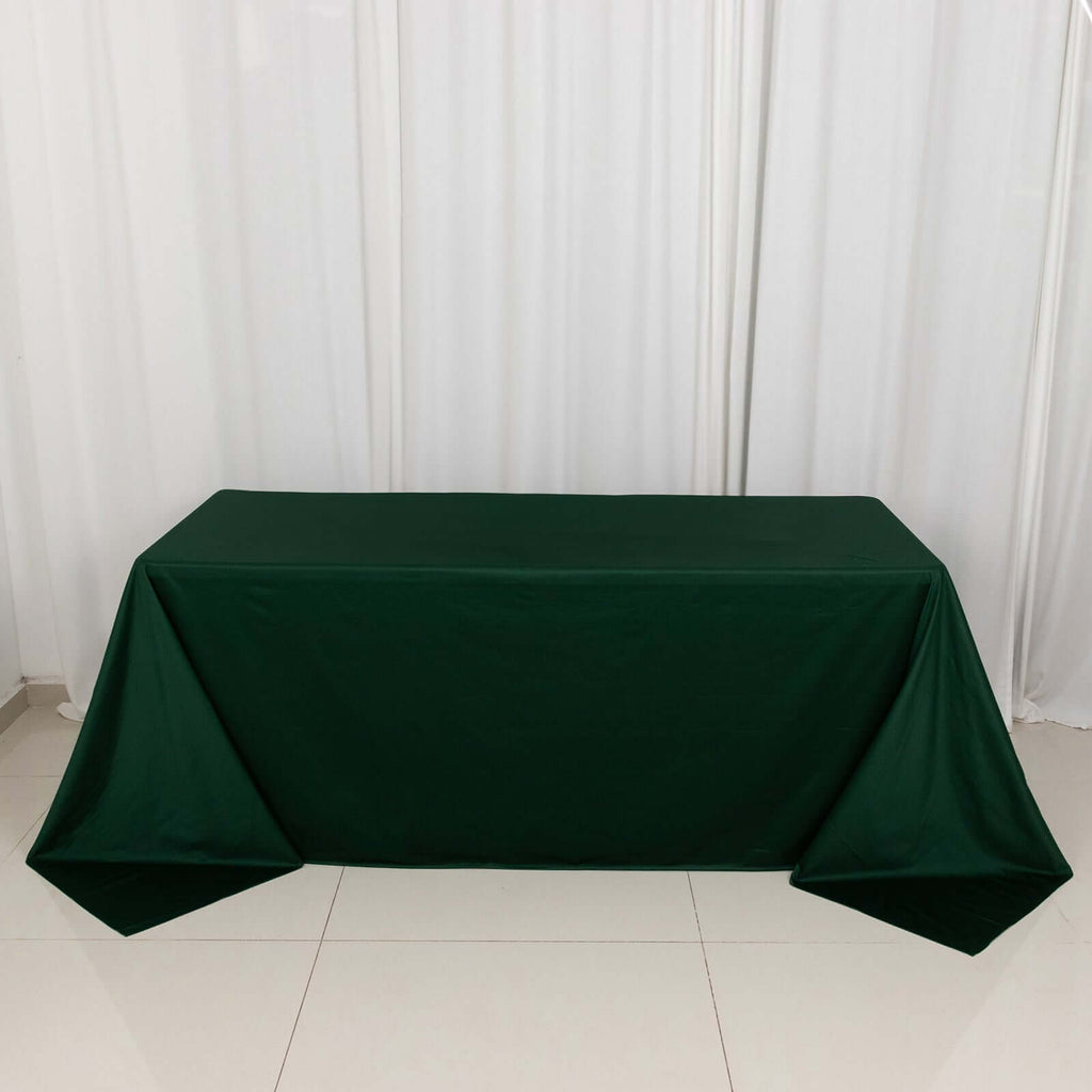 Scuba Rectangular 90"x132" Tablecloth Hunter Emerald Green - Wrinkle Free, Stain Resistant & Seamless Table Cover - Bell Racket Store